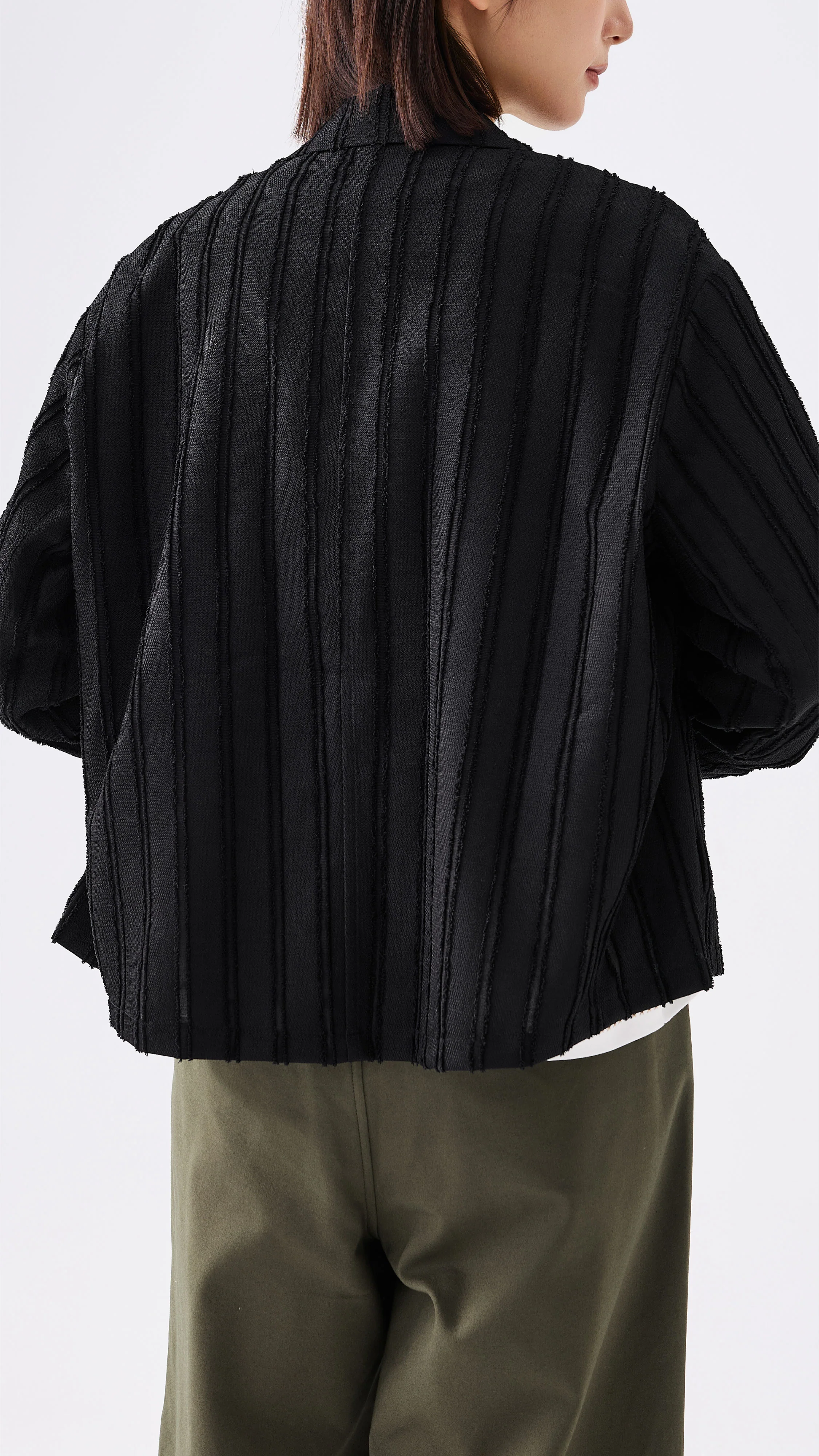 Stripe Jacquard Crop Blazer - Umamrii