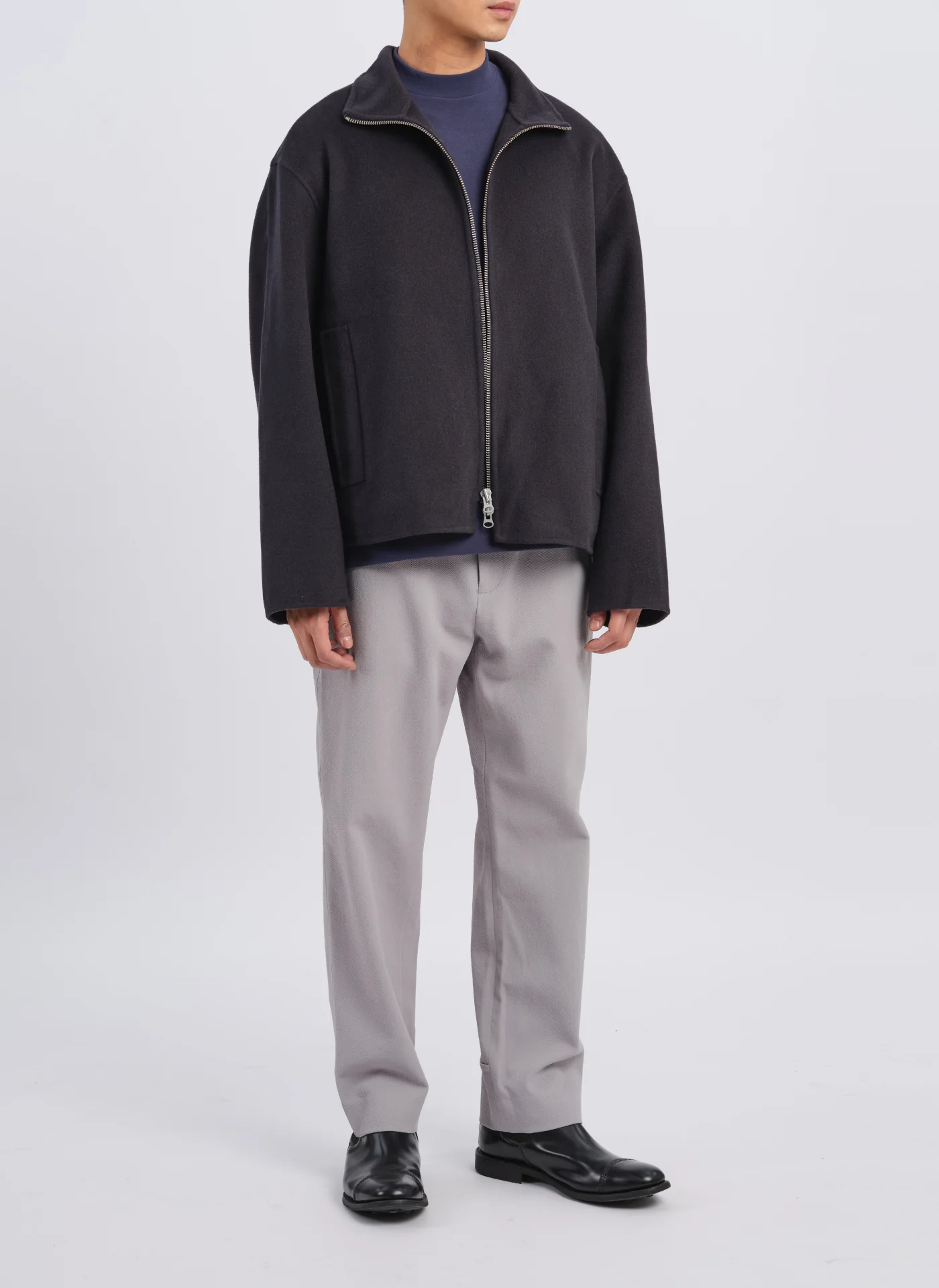 Polyester Velvet Fleece Mock Neck Top - Umamrii