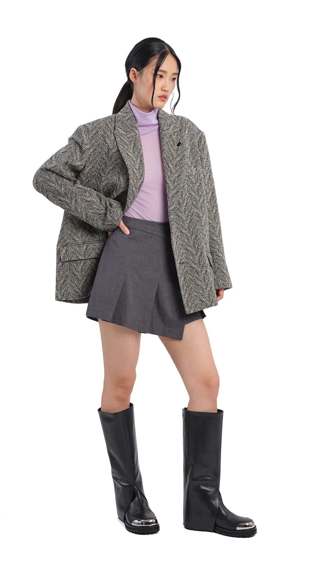 Mock-Neck Wool Tight Top - Umamrii