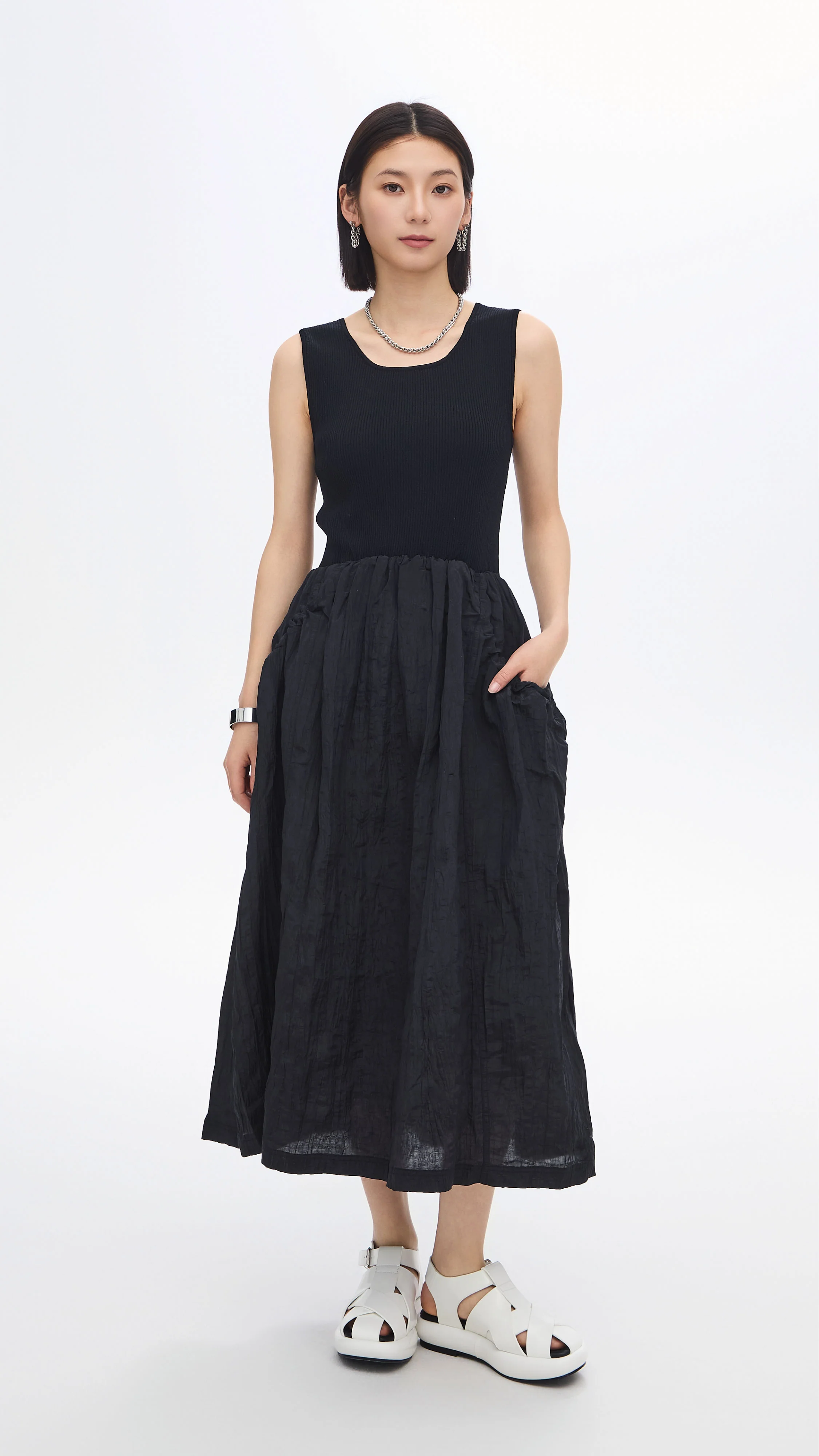 Nylon Patch Knit Dress - Umamrii