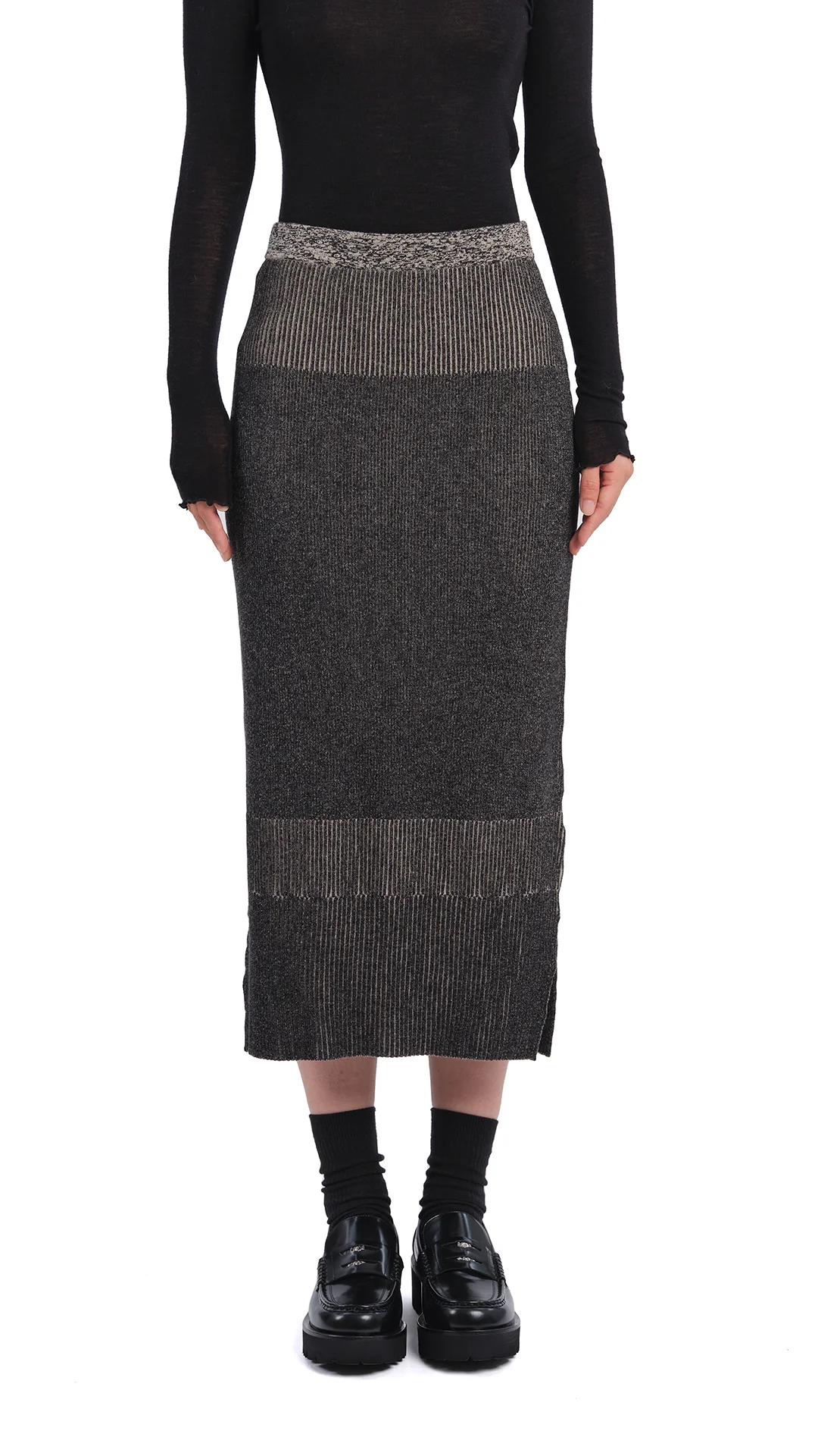 Knitted Two Tone Pencil Skirt - Umamrii