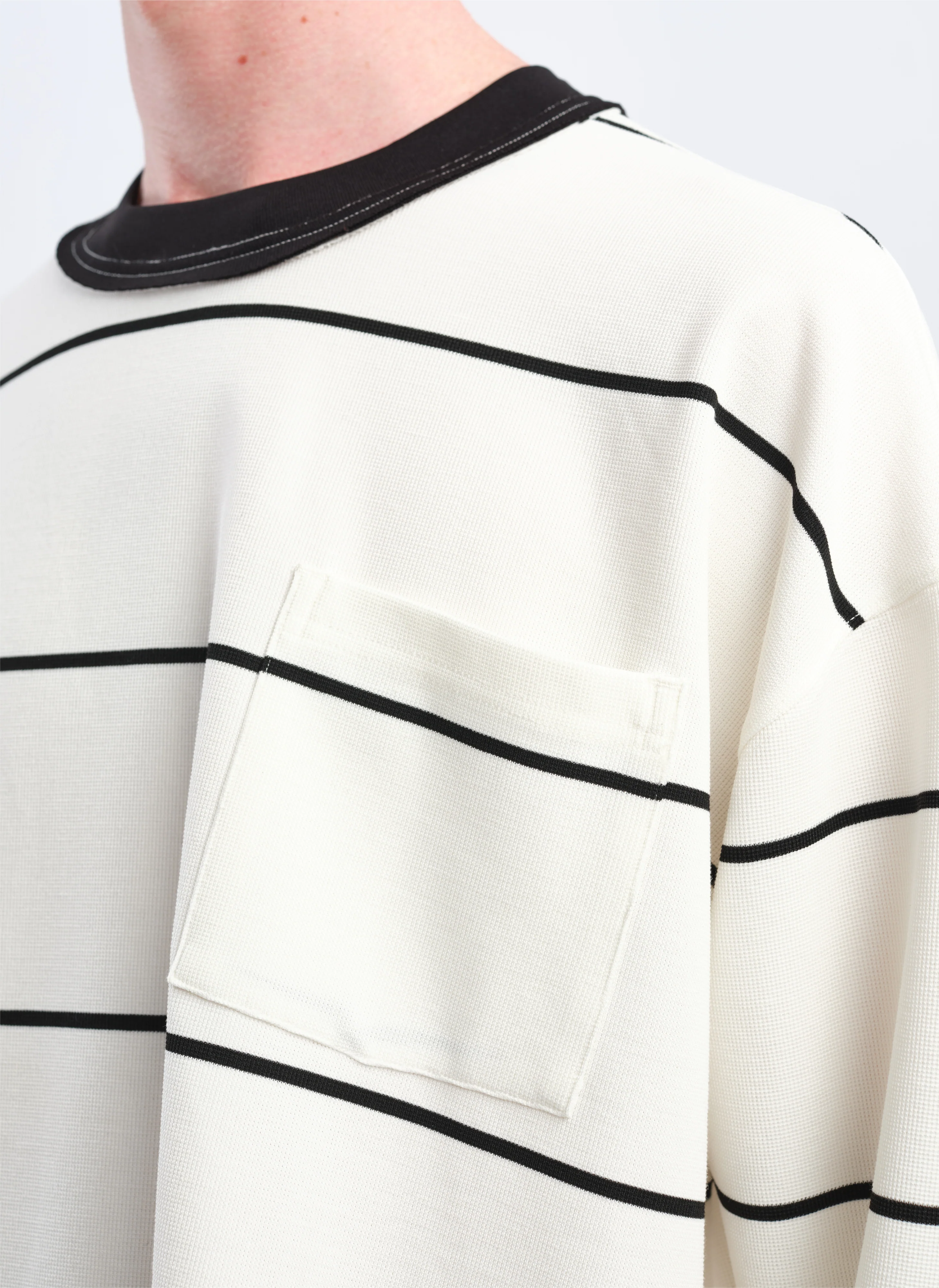 Jacquard Long Sleeves Border Top - Umamrii