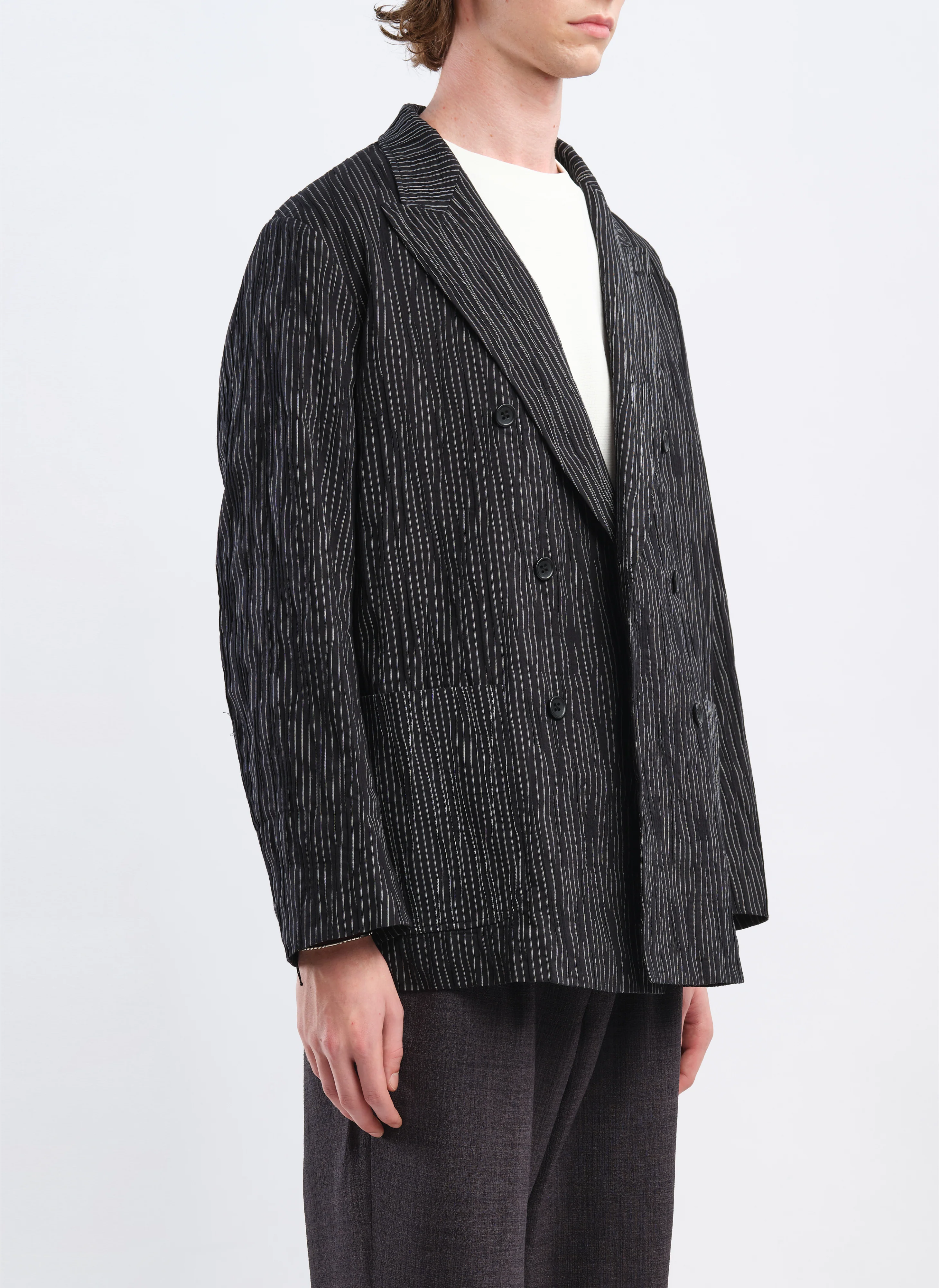 Distort Cotton Dobby Cloth Double Breasted Blazer - Umamrii