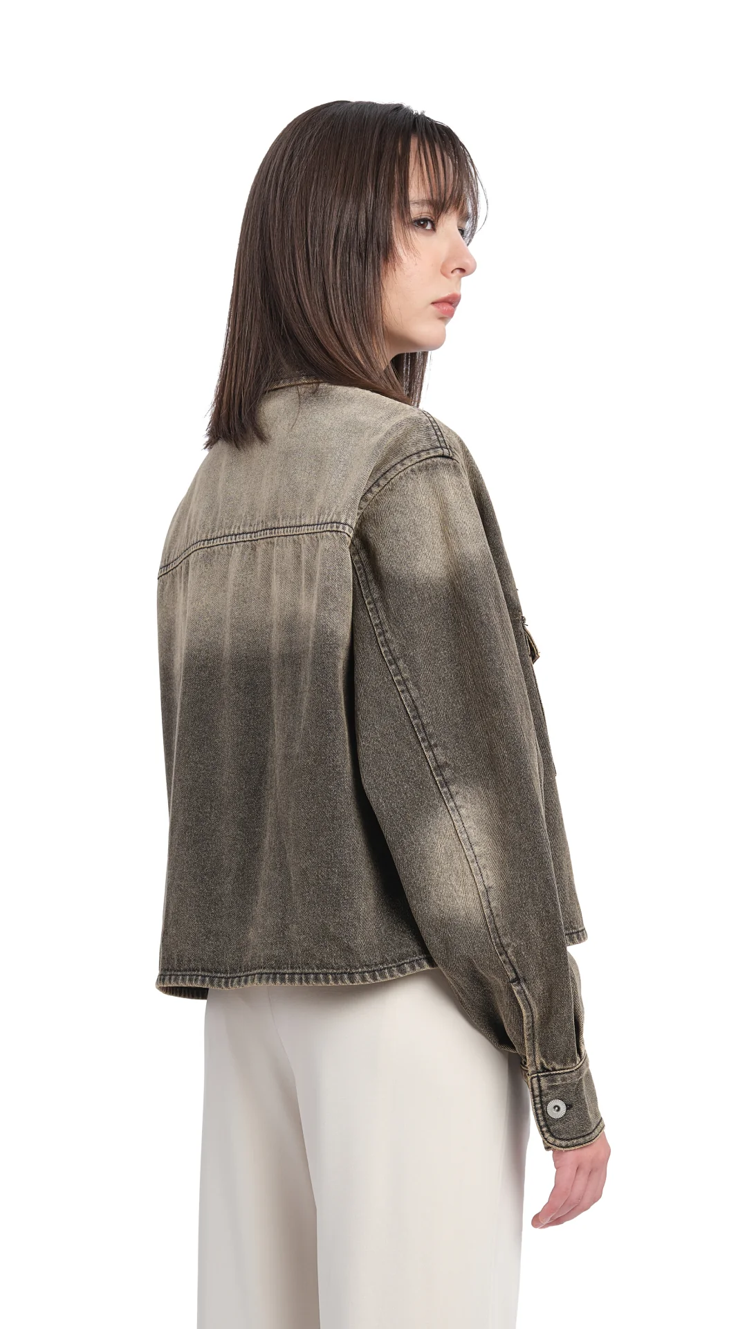 Cropped Soil Denim Studded Shirt Jacket - Umamrii