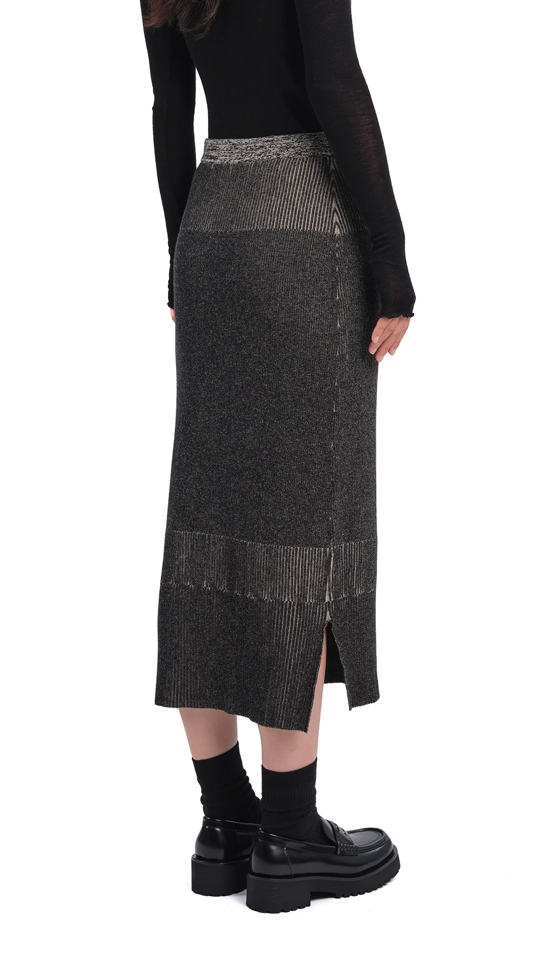 Knitted Two Tone Pencil Skirt - Umamrii