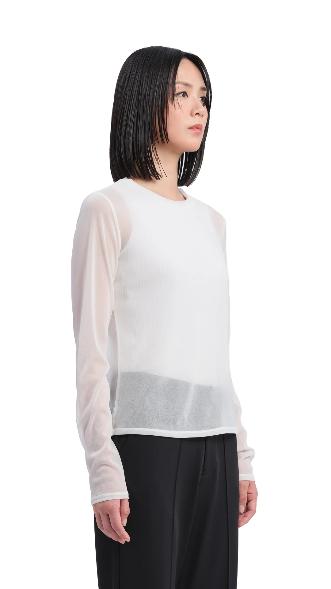 Mock-neck Sheer Top - Umamrii