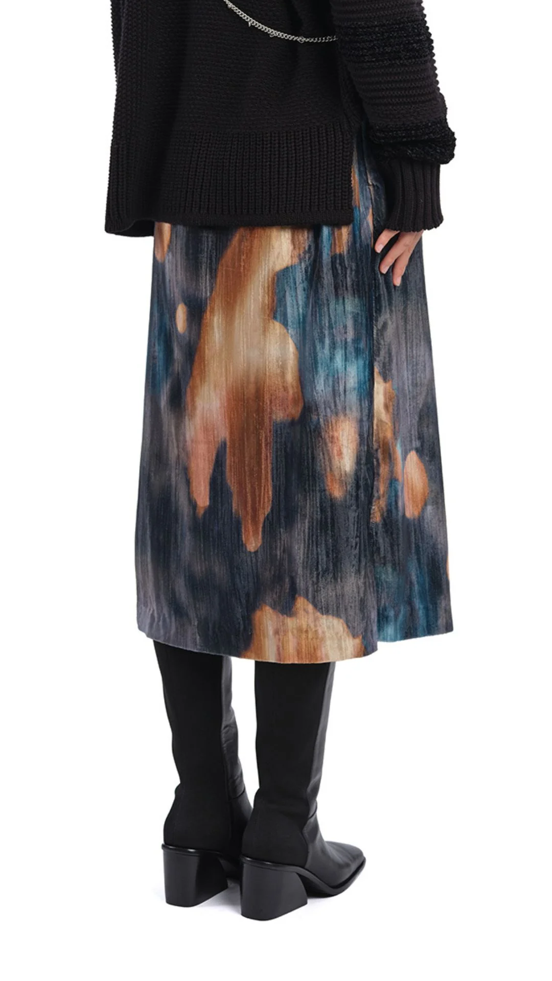 Watercolour Graphic Velour Printed Skirt - Umamrii