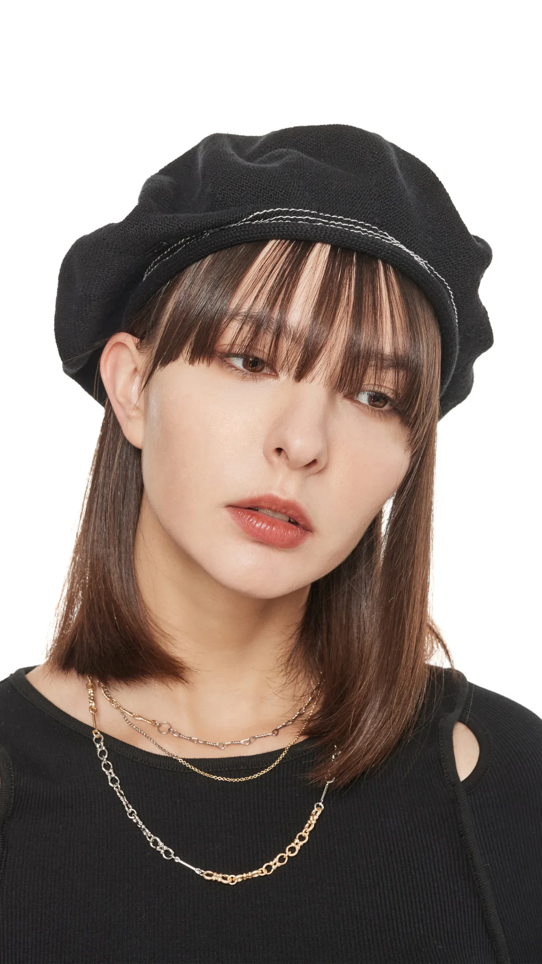 Knitted Beret With Rolled Hem - Umamrii