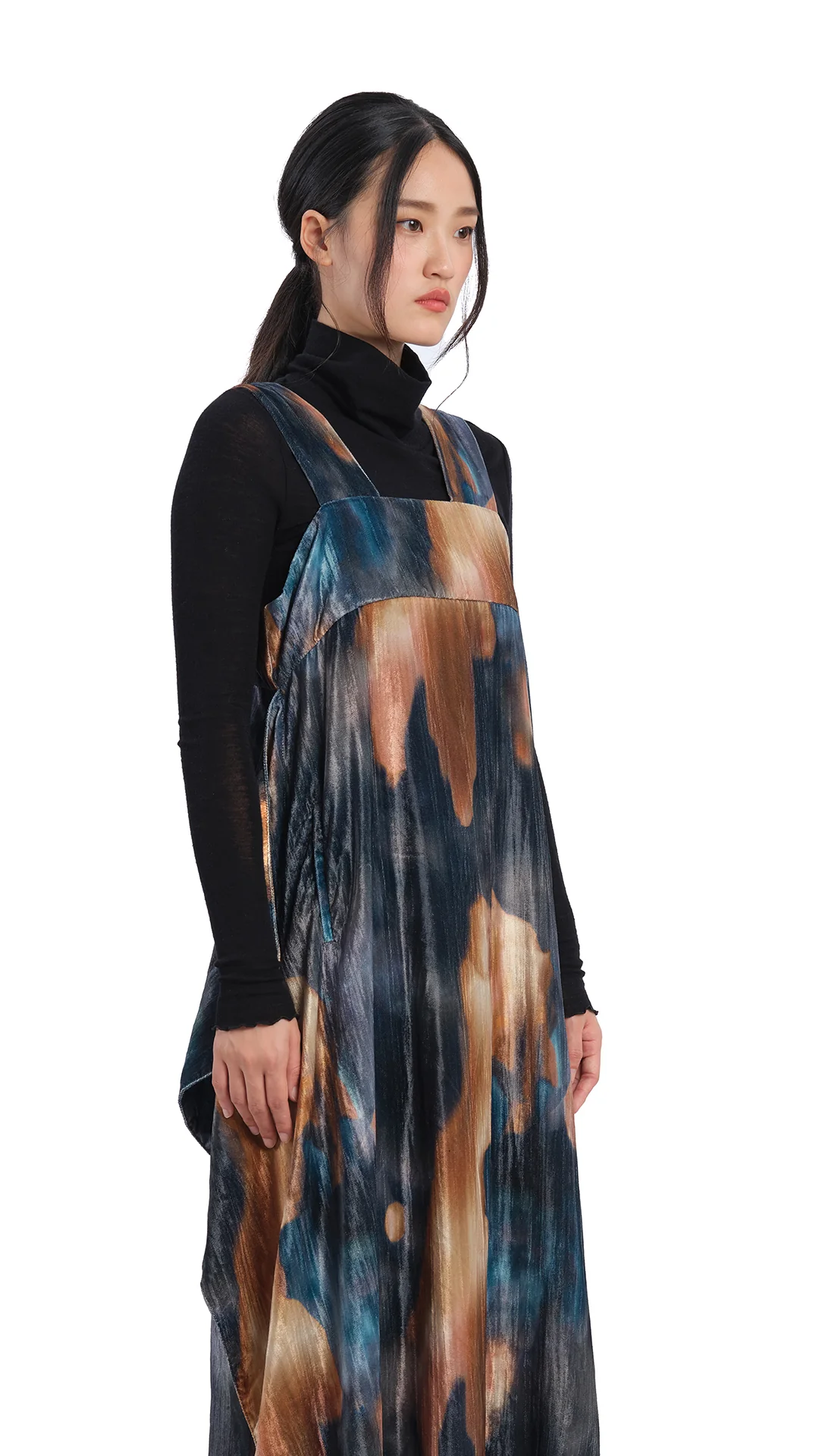 Watercolour Graphic Velour Printed Dress - Umamrii