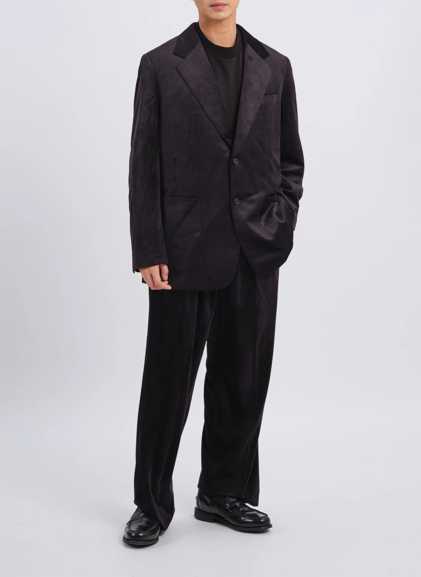 Micro Polyester Velour Twill Construction Suit Blazer - Umamrii