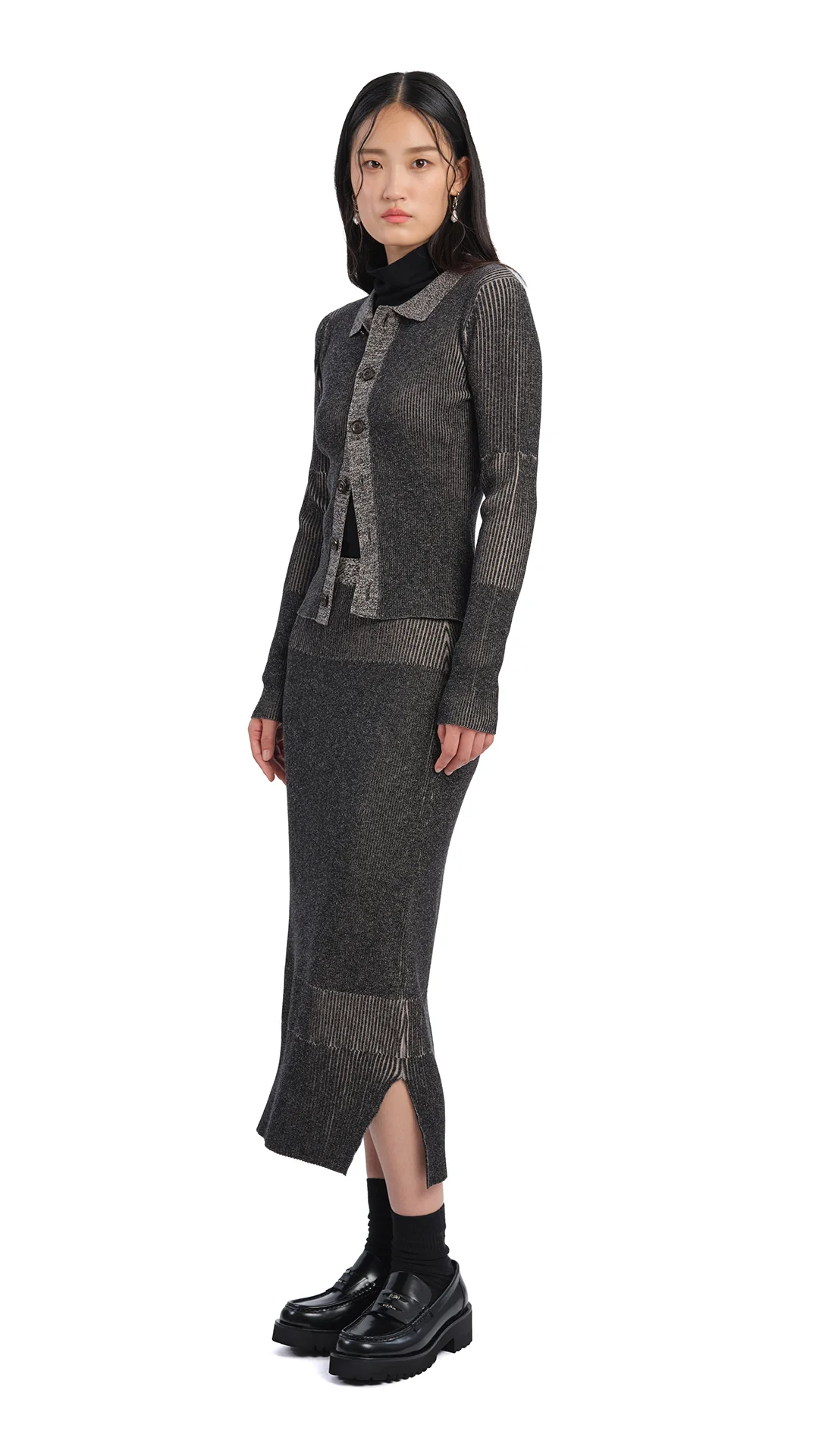 Knitted Two Tone Pencil Skirt - Umamrii