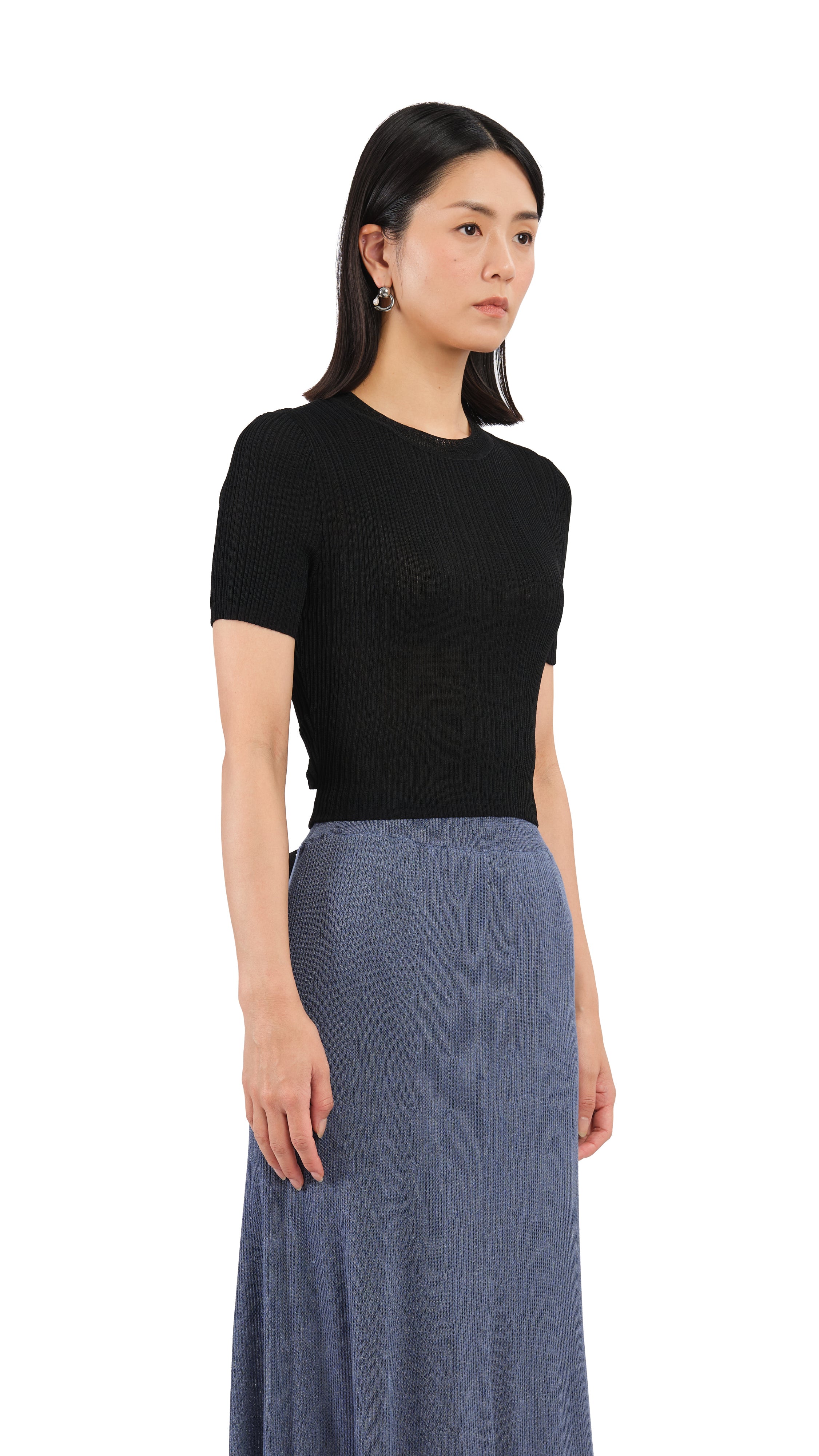 Short Sleeves Tie-Waist Sweater - Umamrii