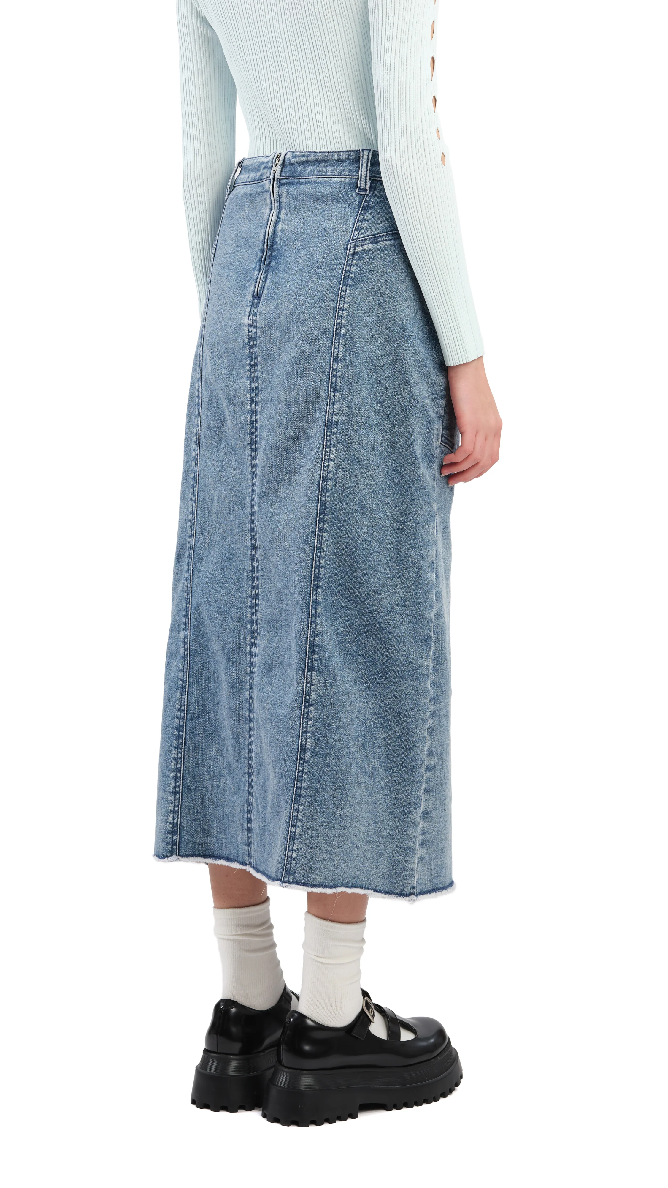 Rebuilt Denim Pencil Skirt - Umamrii