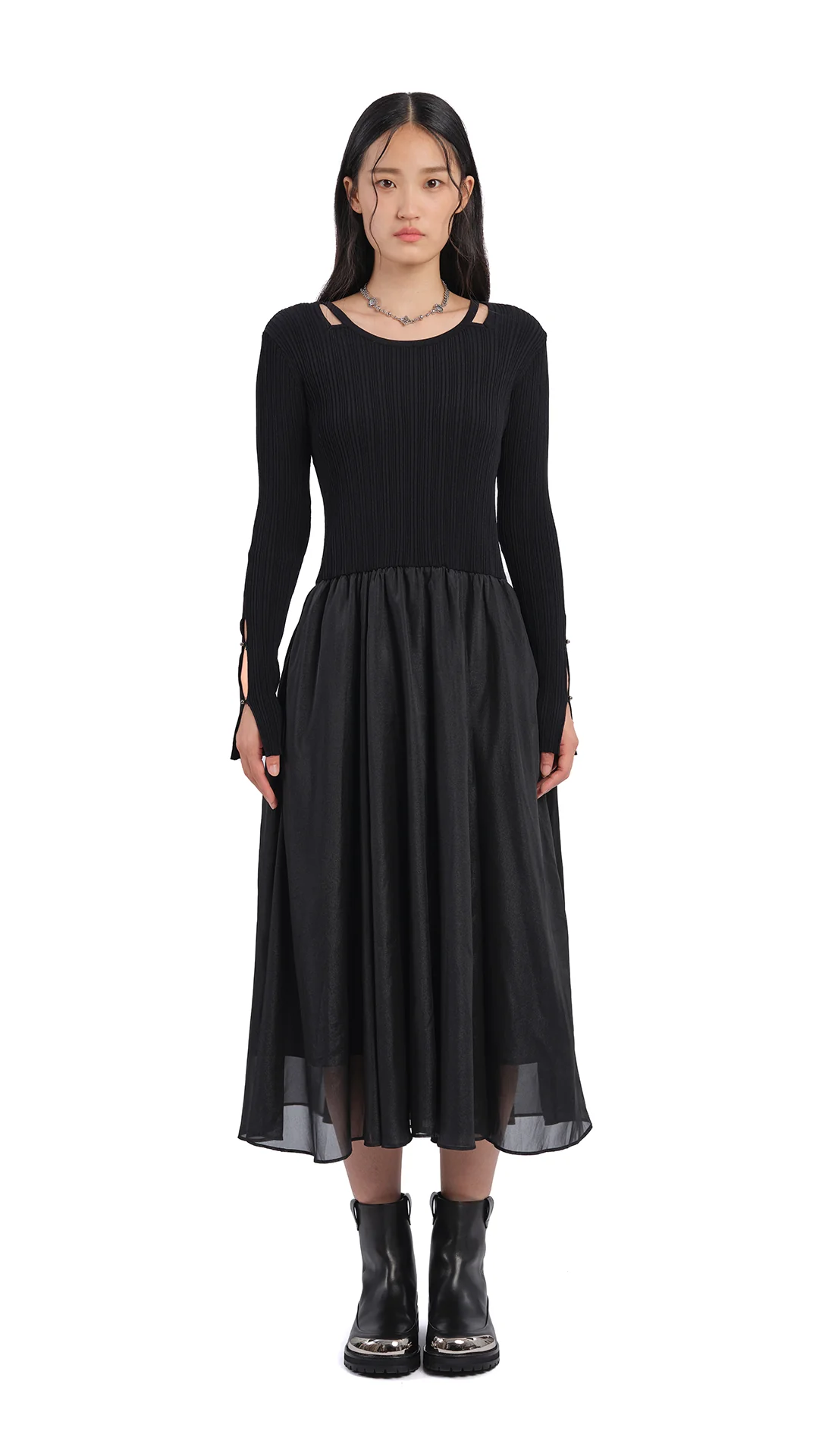 Cut-Out 2 In 1 Knit Dress - Umamrii