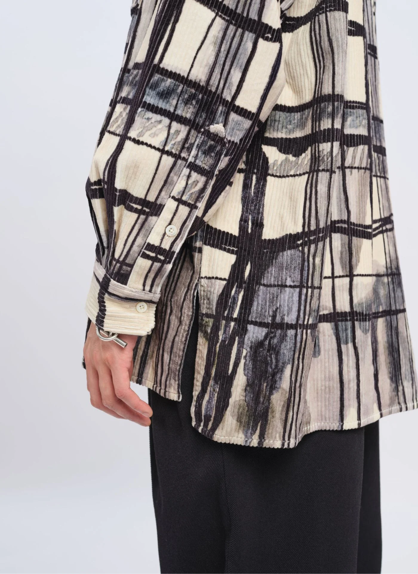 Cotton Corduroy Hand Draw Checkers Shirt - Umamrii