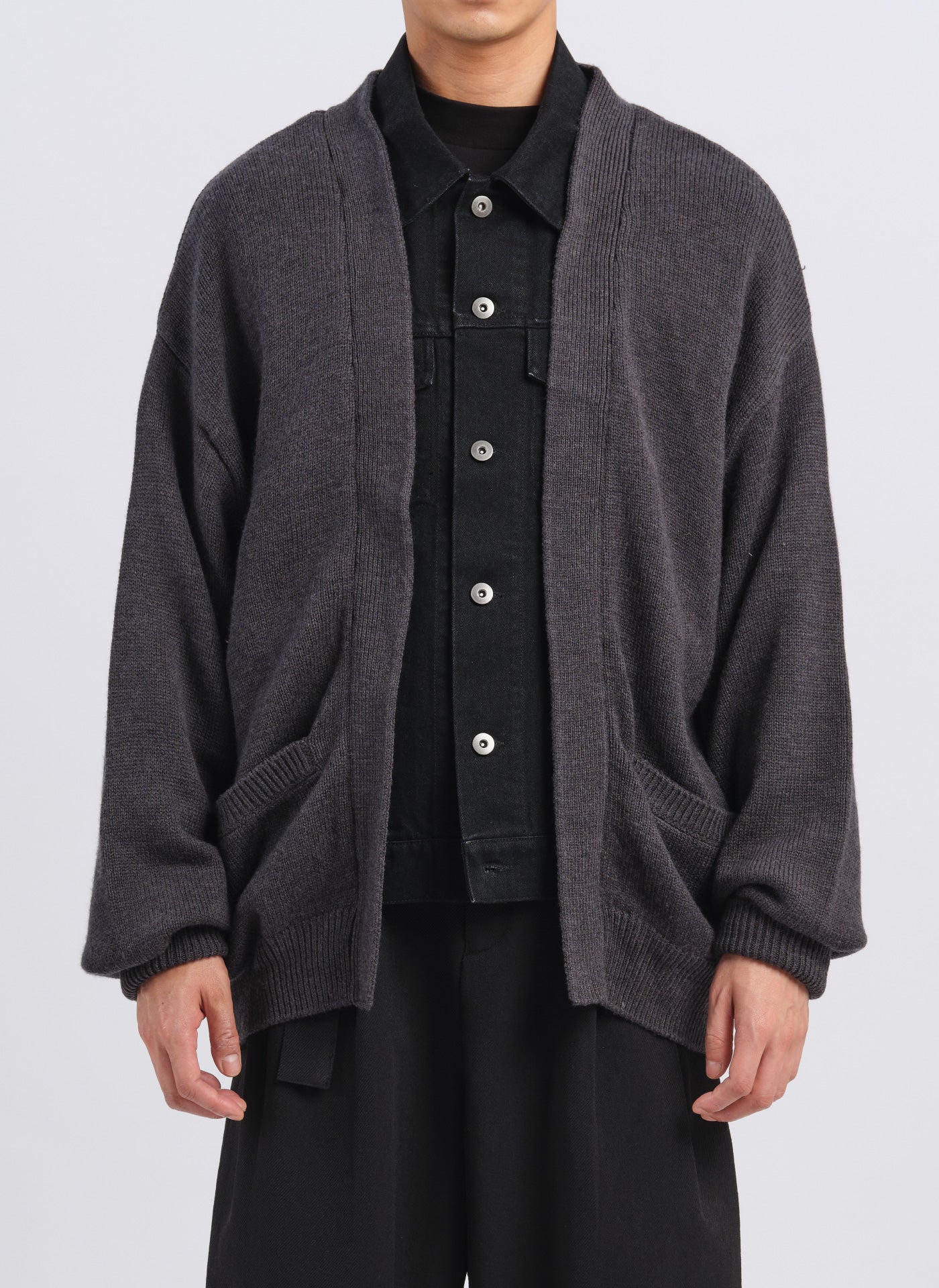 Acrylic Wool 2 in 1 Blocking Knitted Cardigan - Umamrii