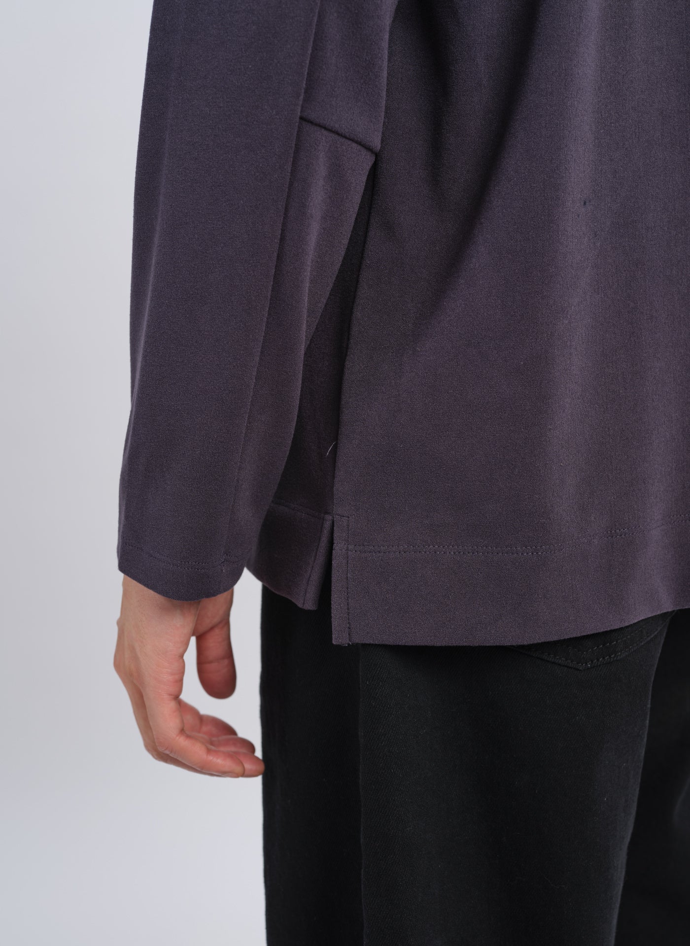 Polyester Velvet Fleece Mock Neck Top - Umamrii