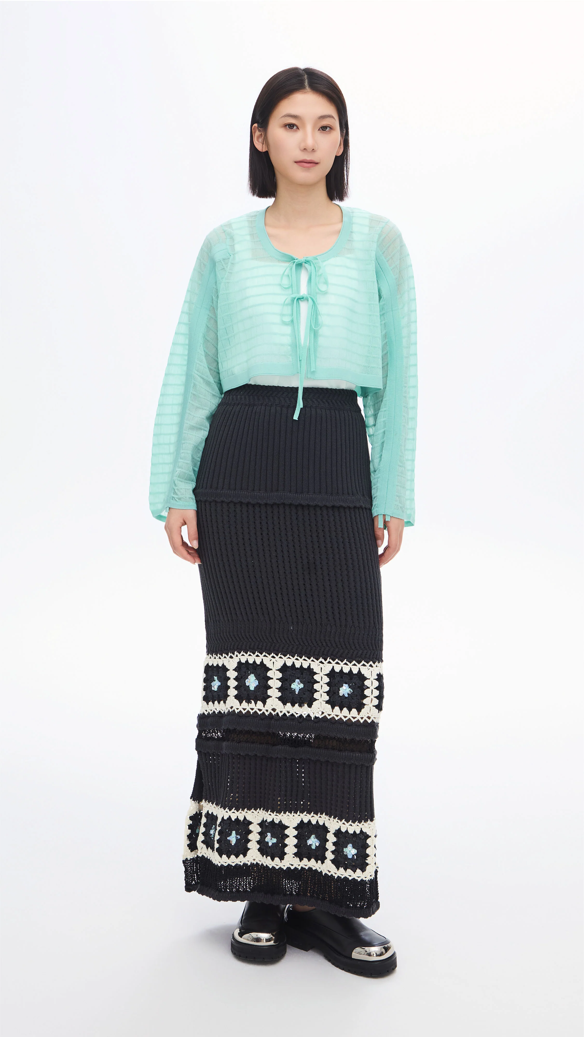 See-through Checker Cardigan - Umamrii