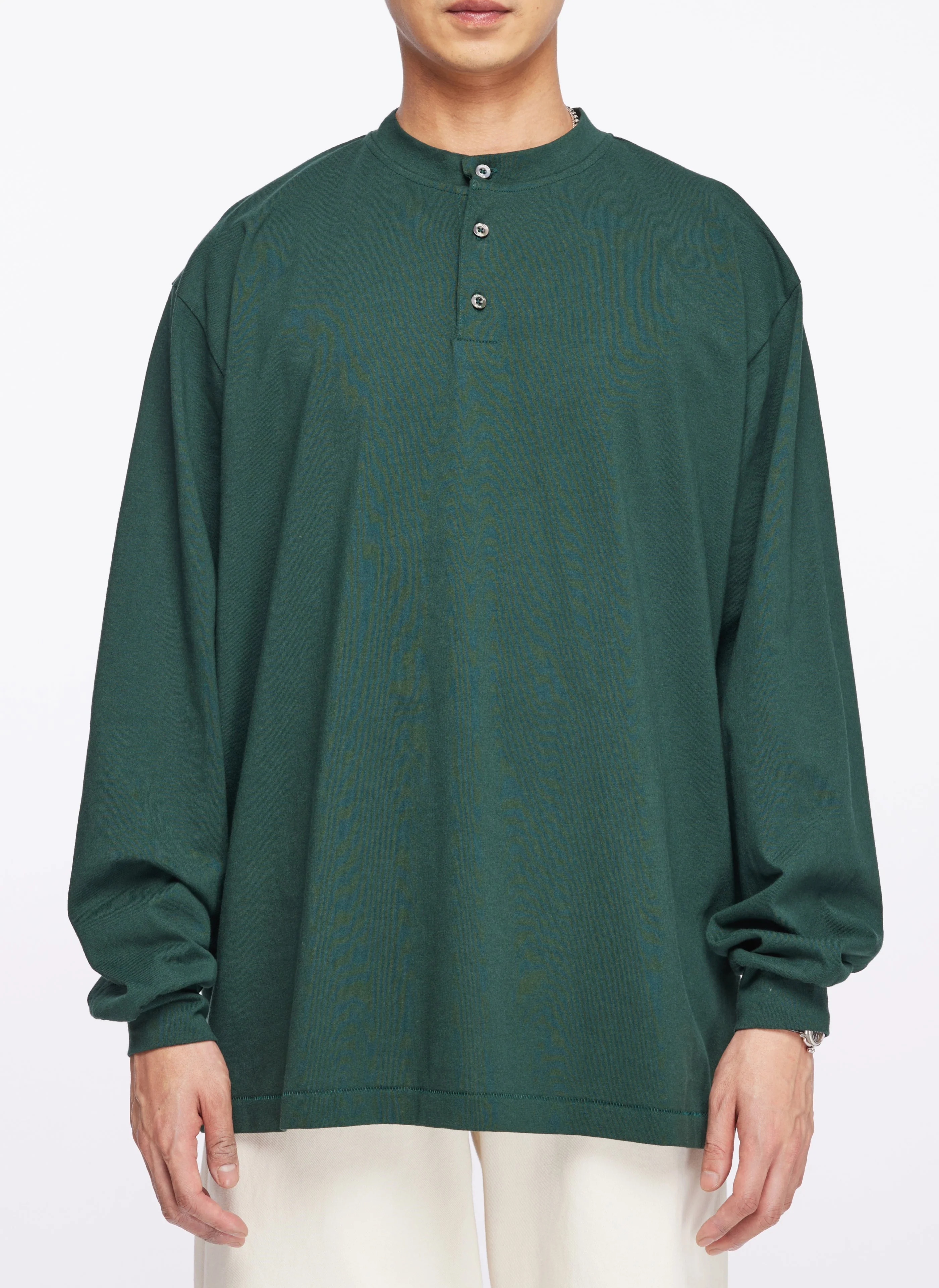 220G Cotton Single Jersey Henley Neck Long sleeve Top - Umamrii