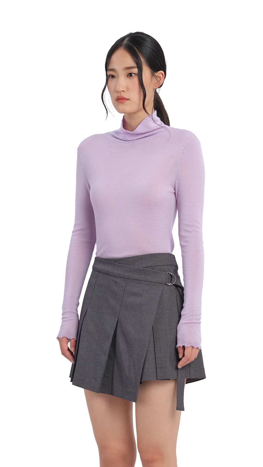 Mock-Neck Wool Tight Top - Umamrii