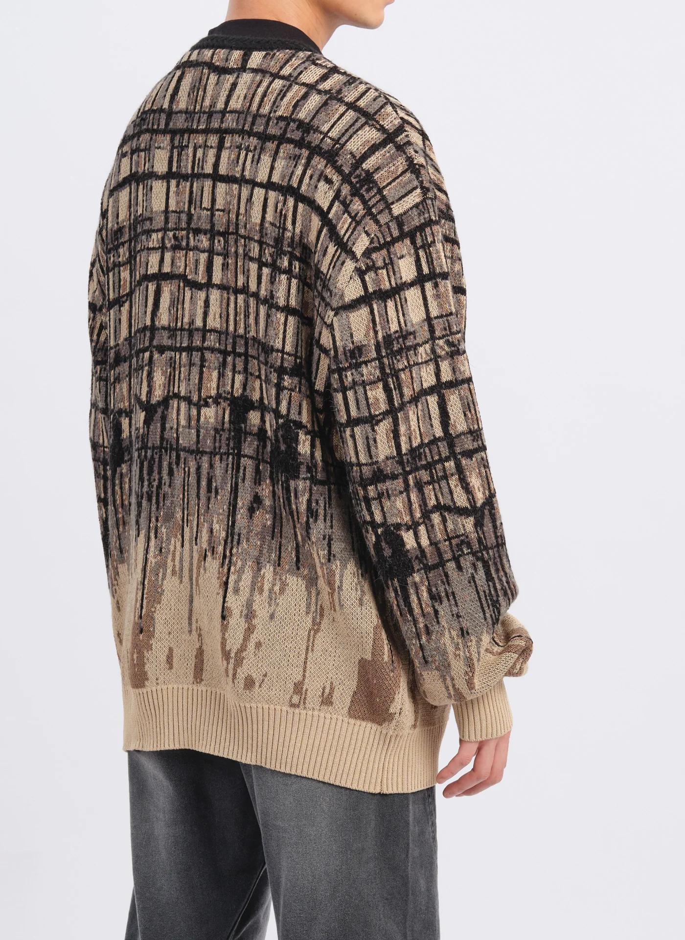 Viscose Nylon Hand Draw Checkers Cardigan - Umamrii