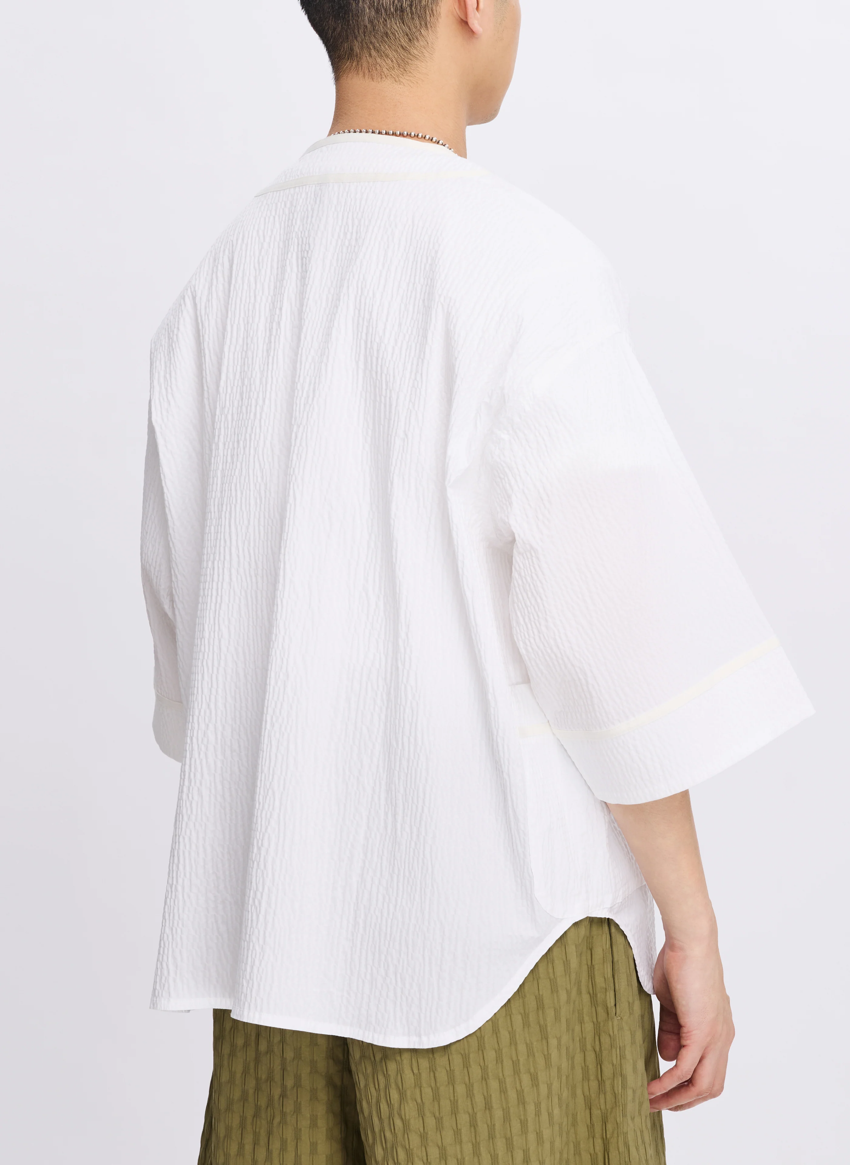 Cotton Nylon Seersucker Baseball Jacket - Umamrii