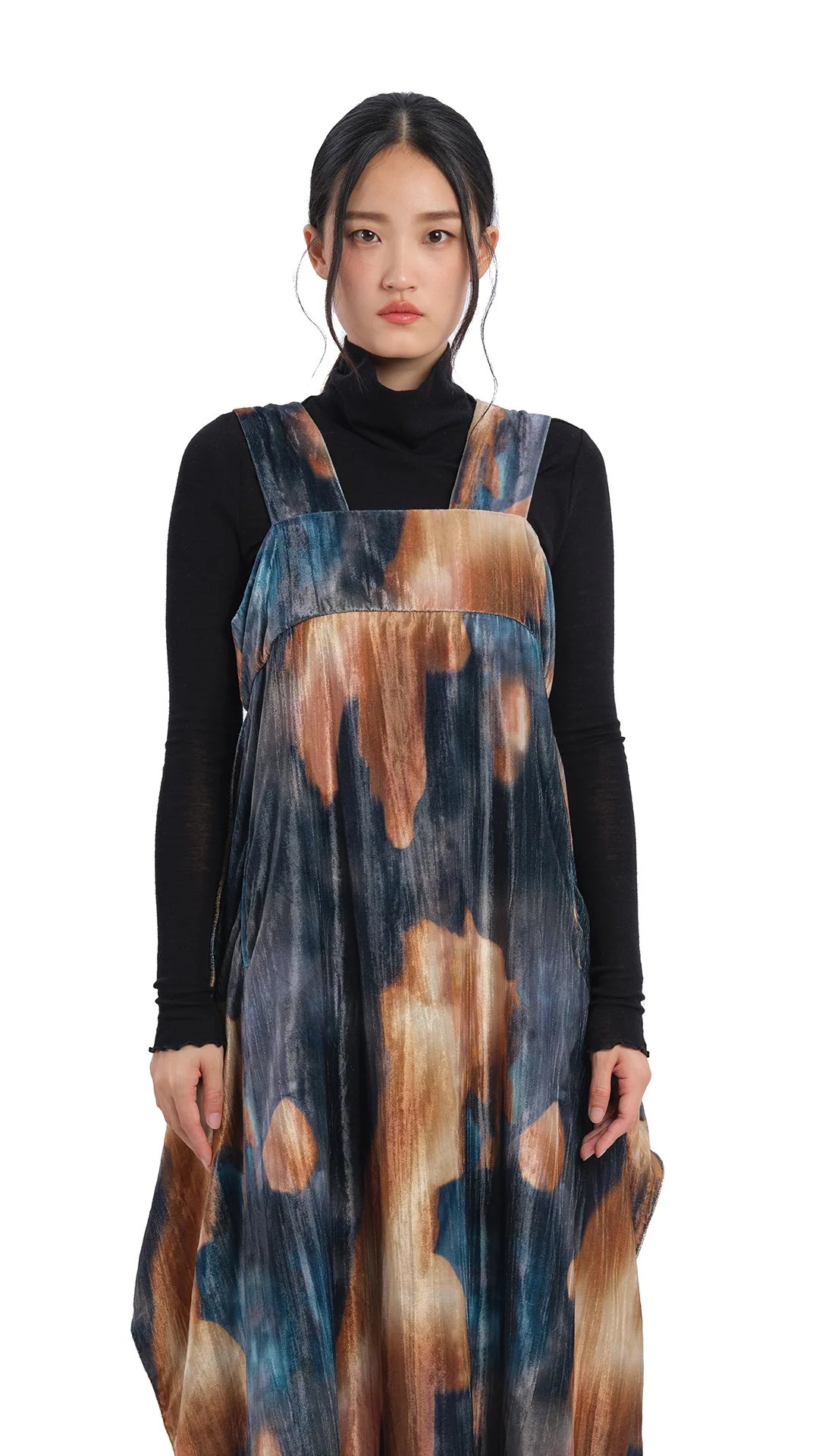 Watercolour Graphic Velour Printed Dress - Umamrii