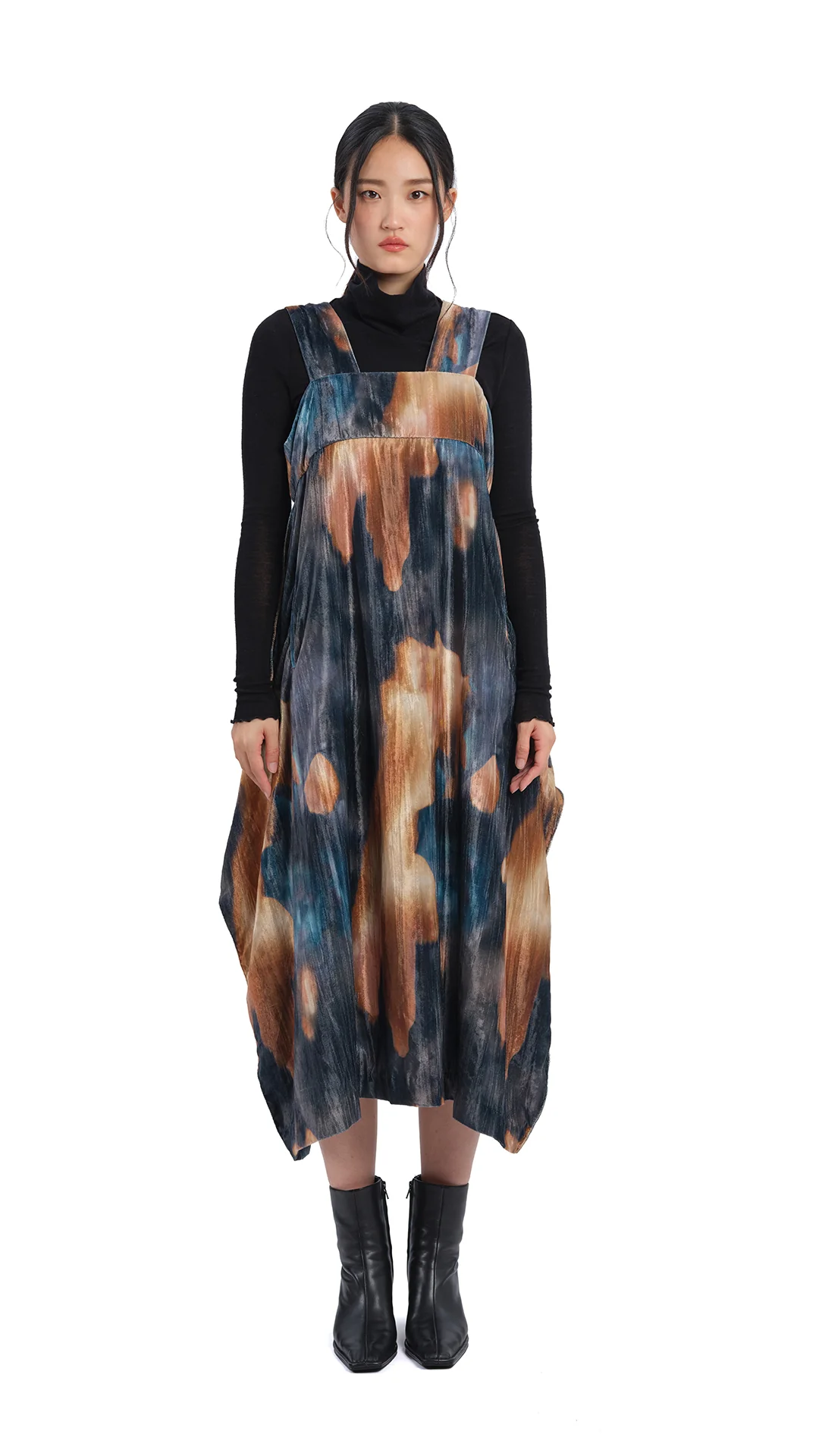 Watercolour Graphic Velour Printed Dress - Umamrii