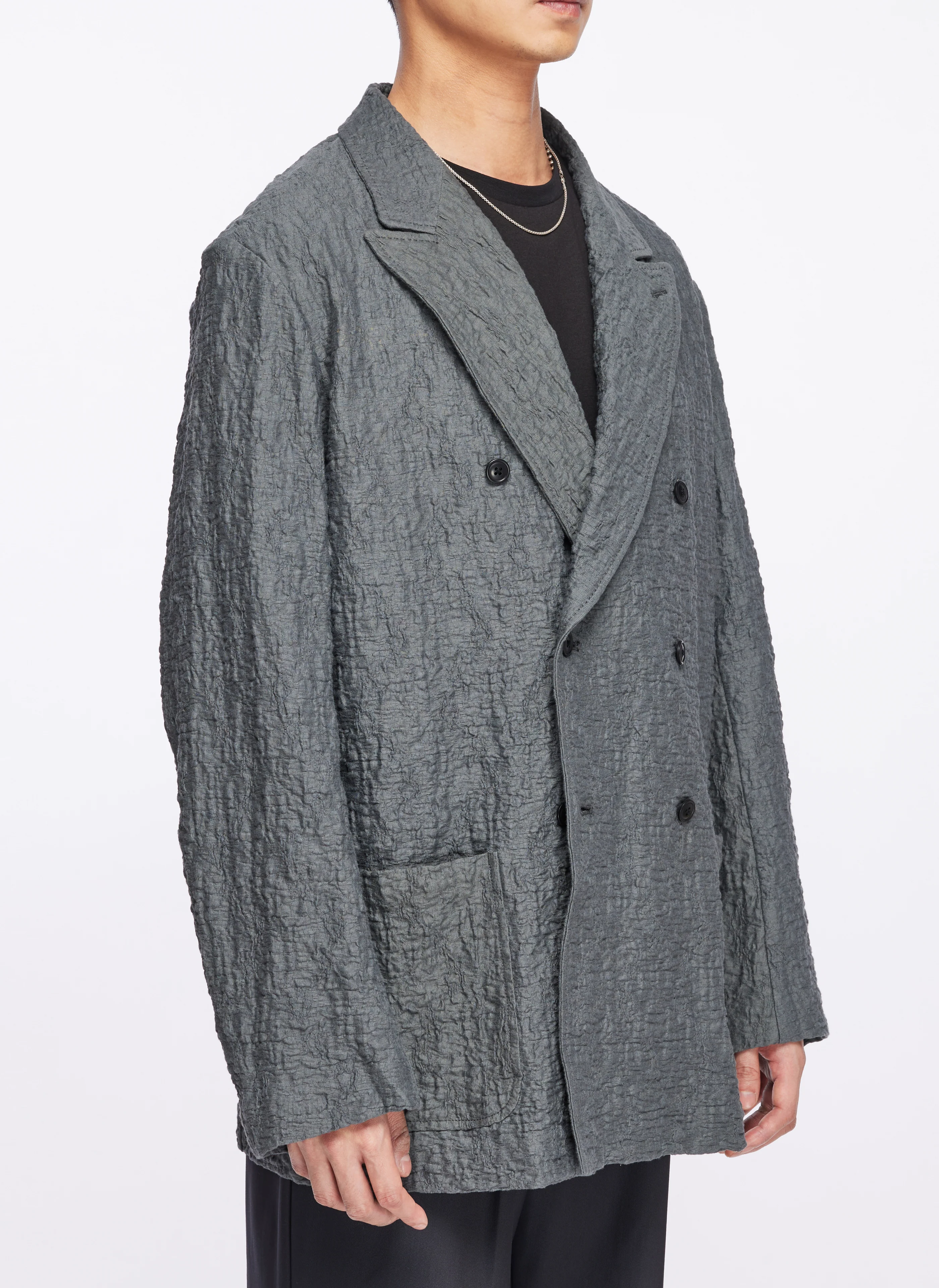 Imported Cotton Nylon Soft Double Breasted Blazer - Umamrii