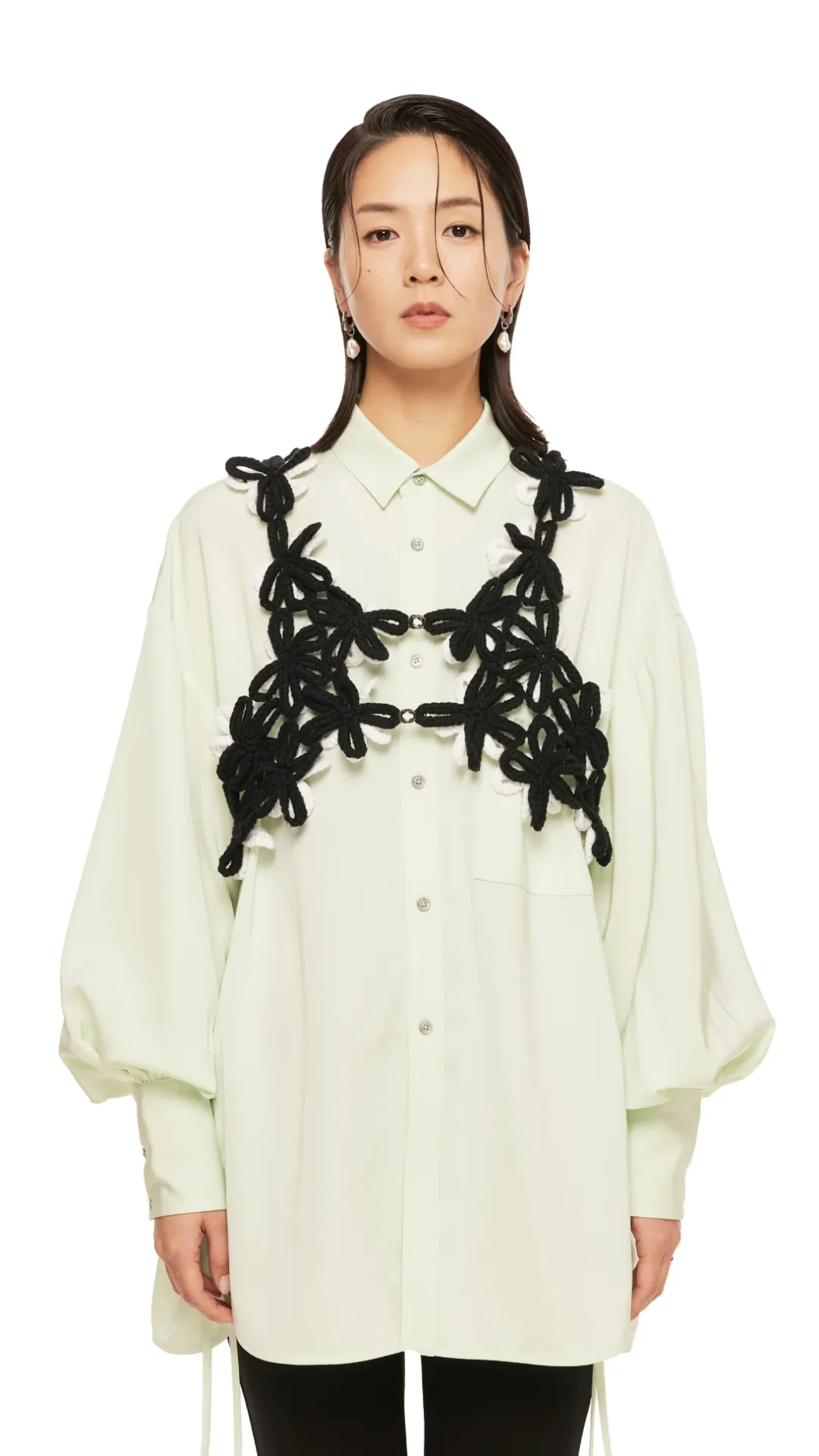 Floral Cord Embroidery Vest - Umamrii