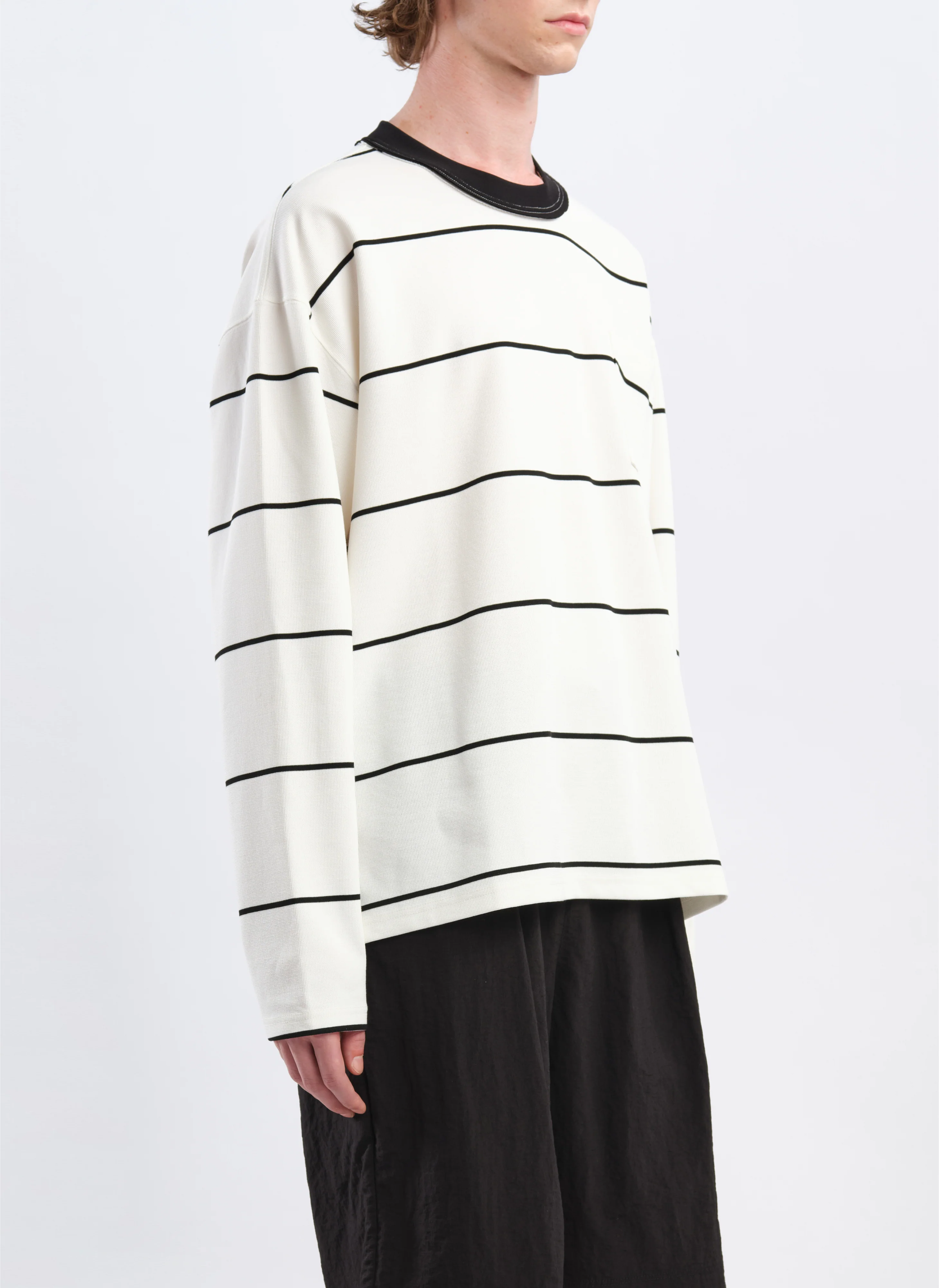Jacquard Long Sleeves Border Top - Umamrii
