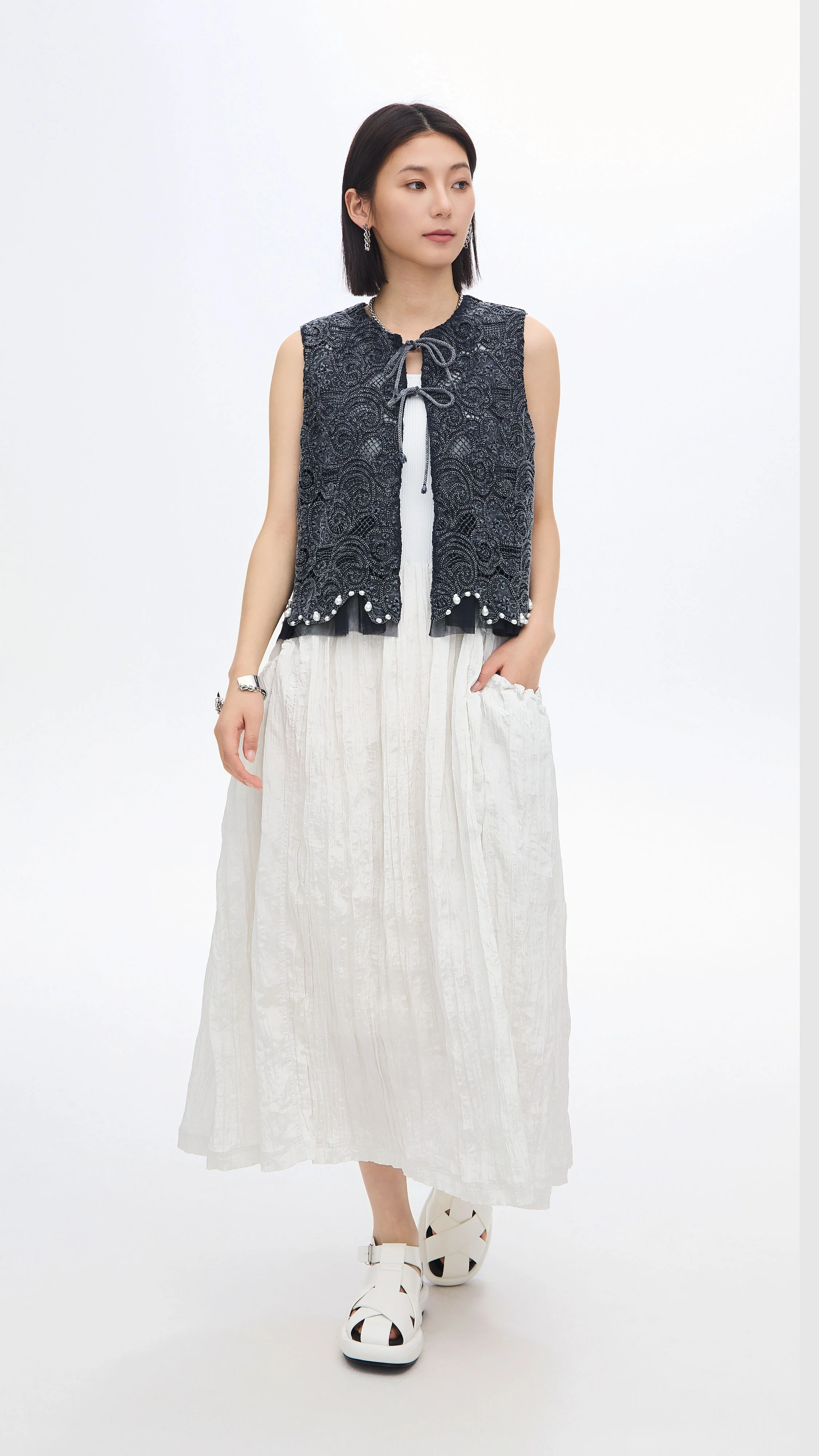 Nylon Patch Knit Dress - Umamrii