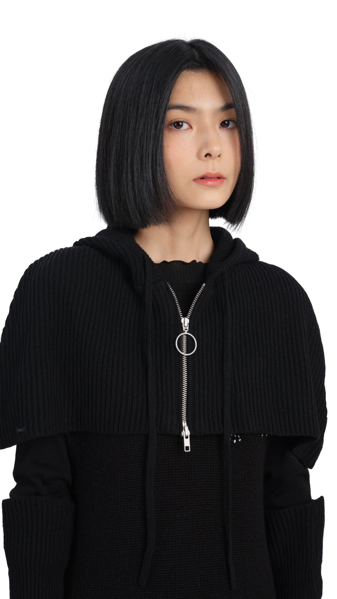 Cropped Hoodie Cape With Arm Warmer - Umamrii