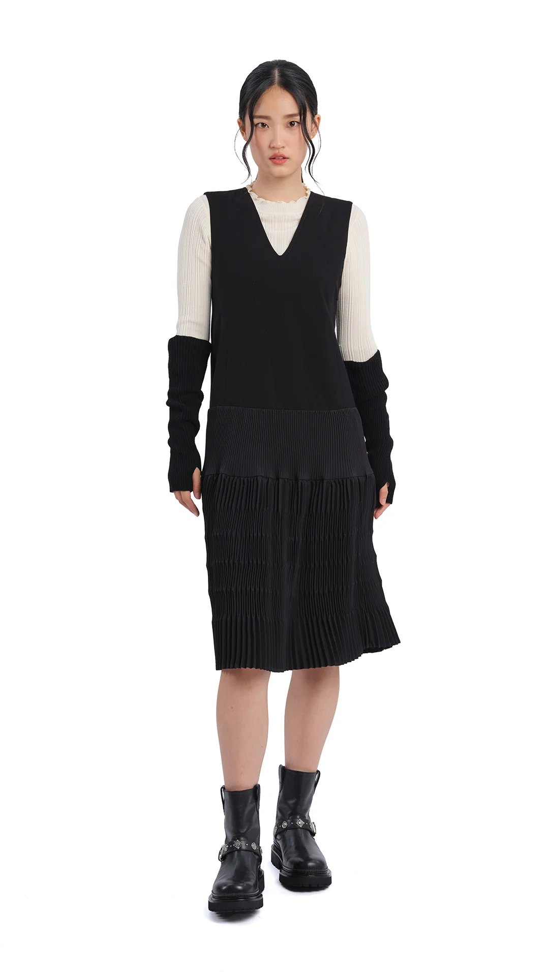 Olive Pleated Dress - Umamrii