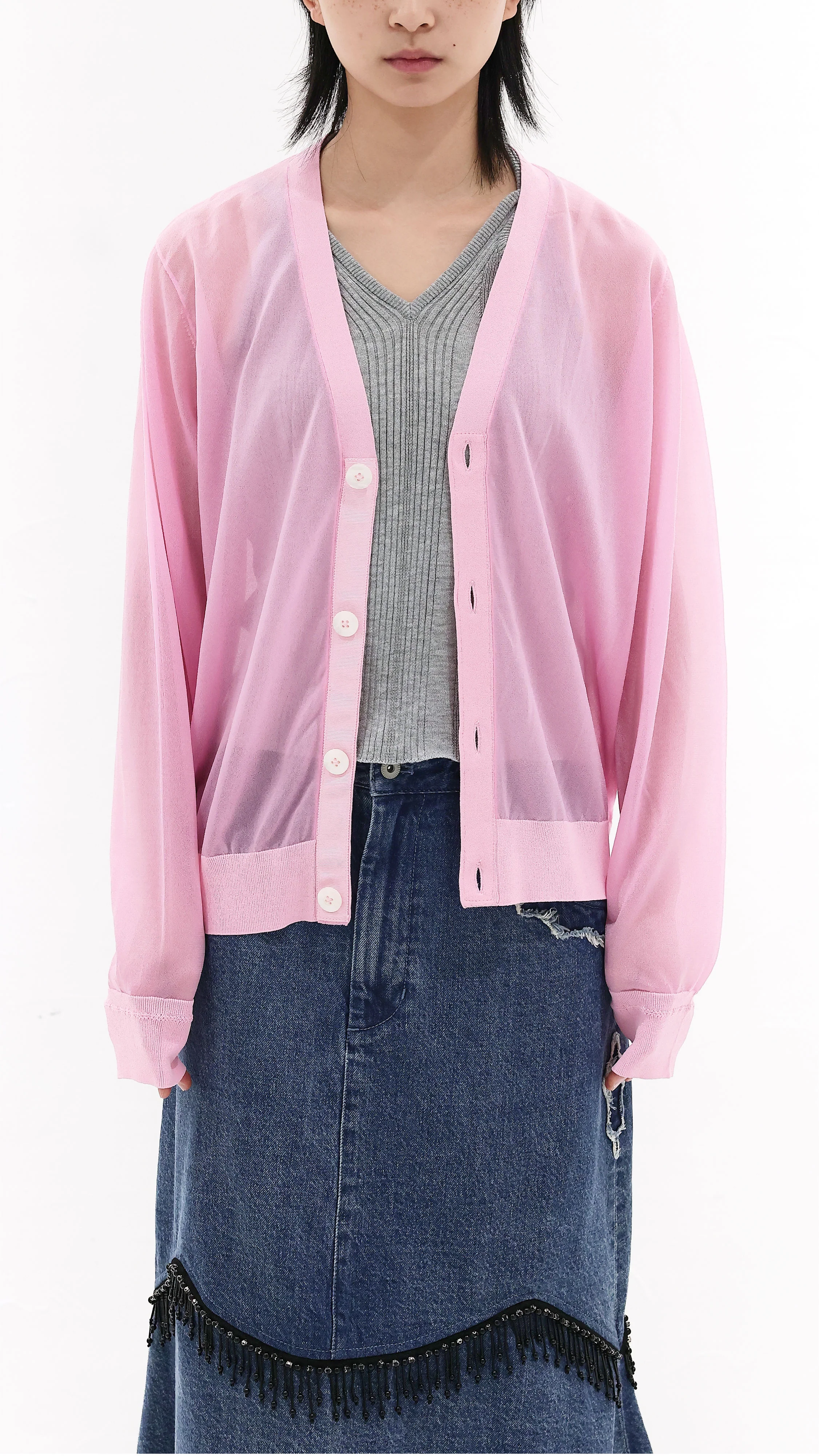 Cropped Sheer Cardigan - Umamrii