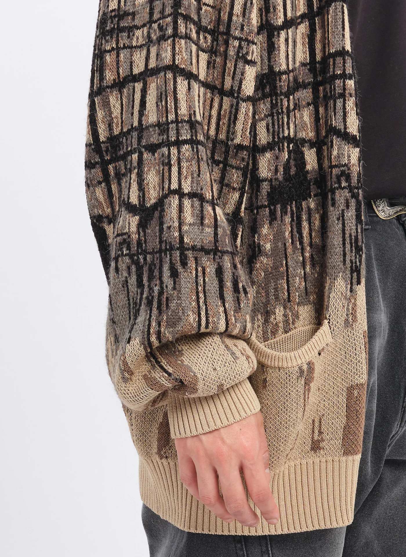 Viscose Nylon Hand Draw Checkers Cardigan - Umamrii