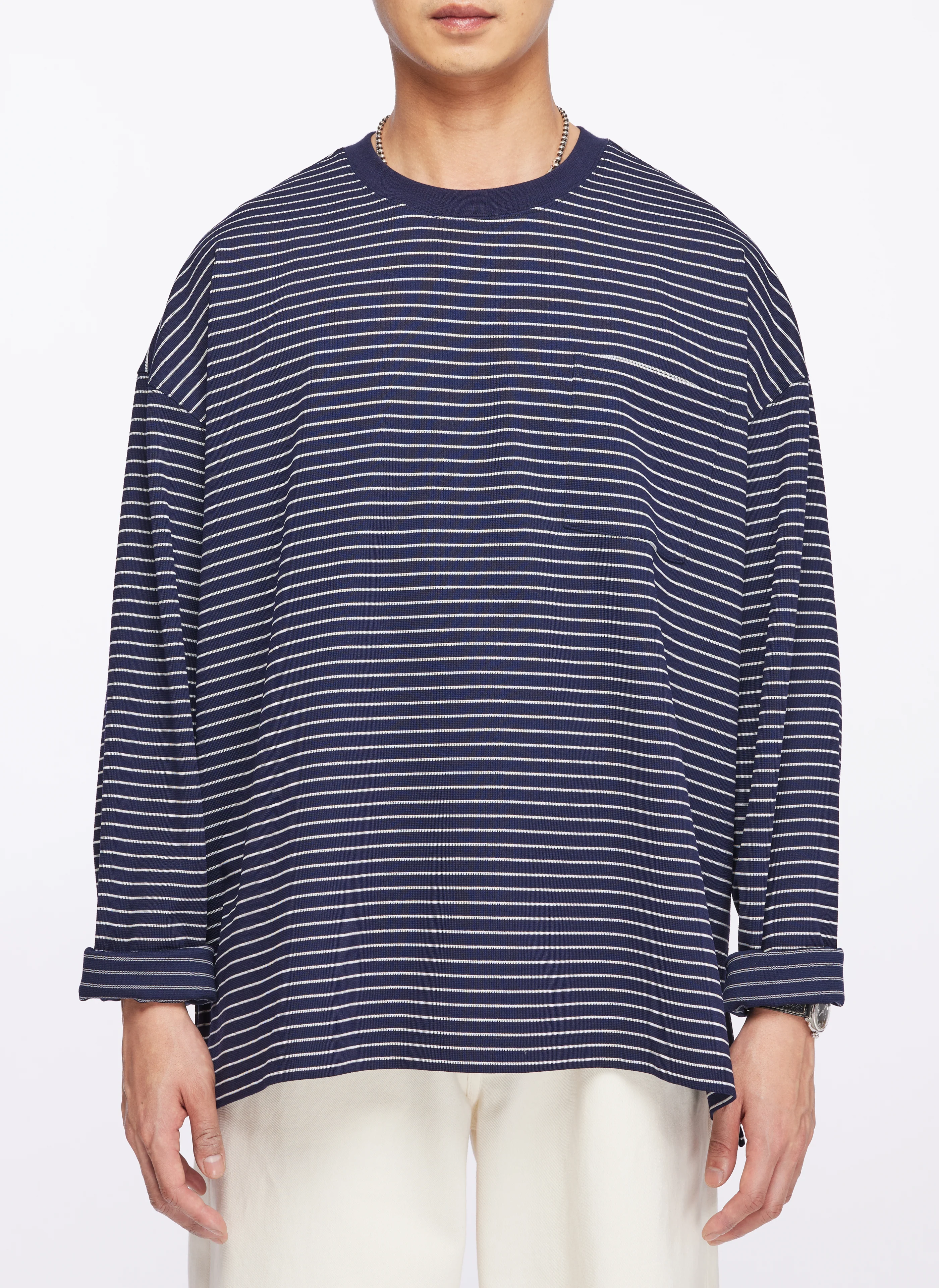 Jacquard Long Sleeves Border Top - Umamrii