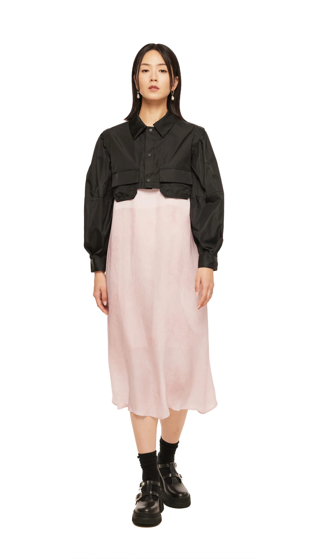 Puff Sleeves Nylon Short Shirt Jacket - Umamrii