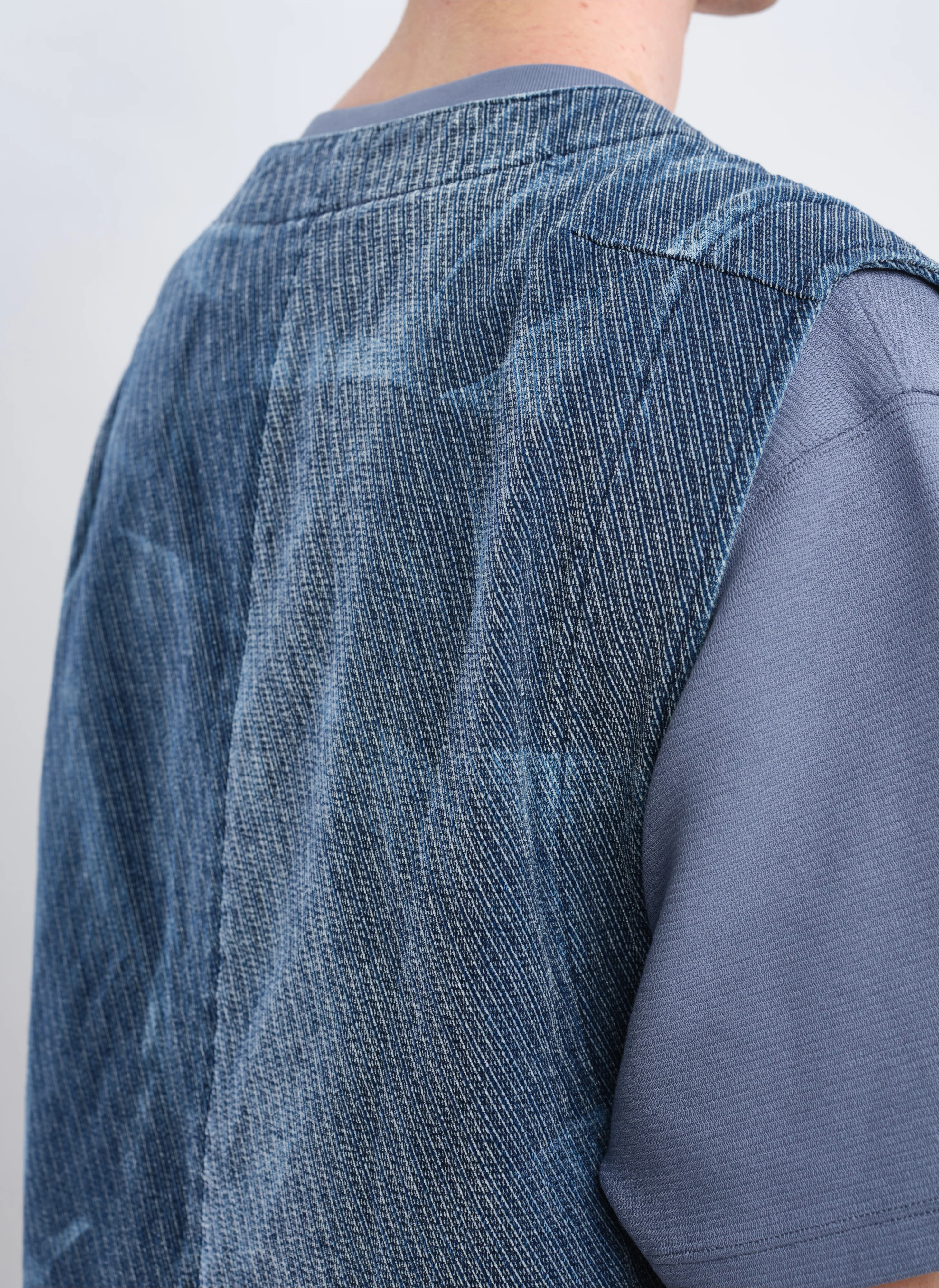 Indigo Cotton Polyester Jersey Waistcoat - Umamrii