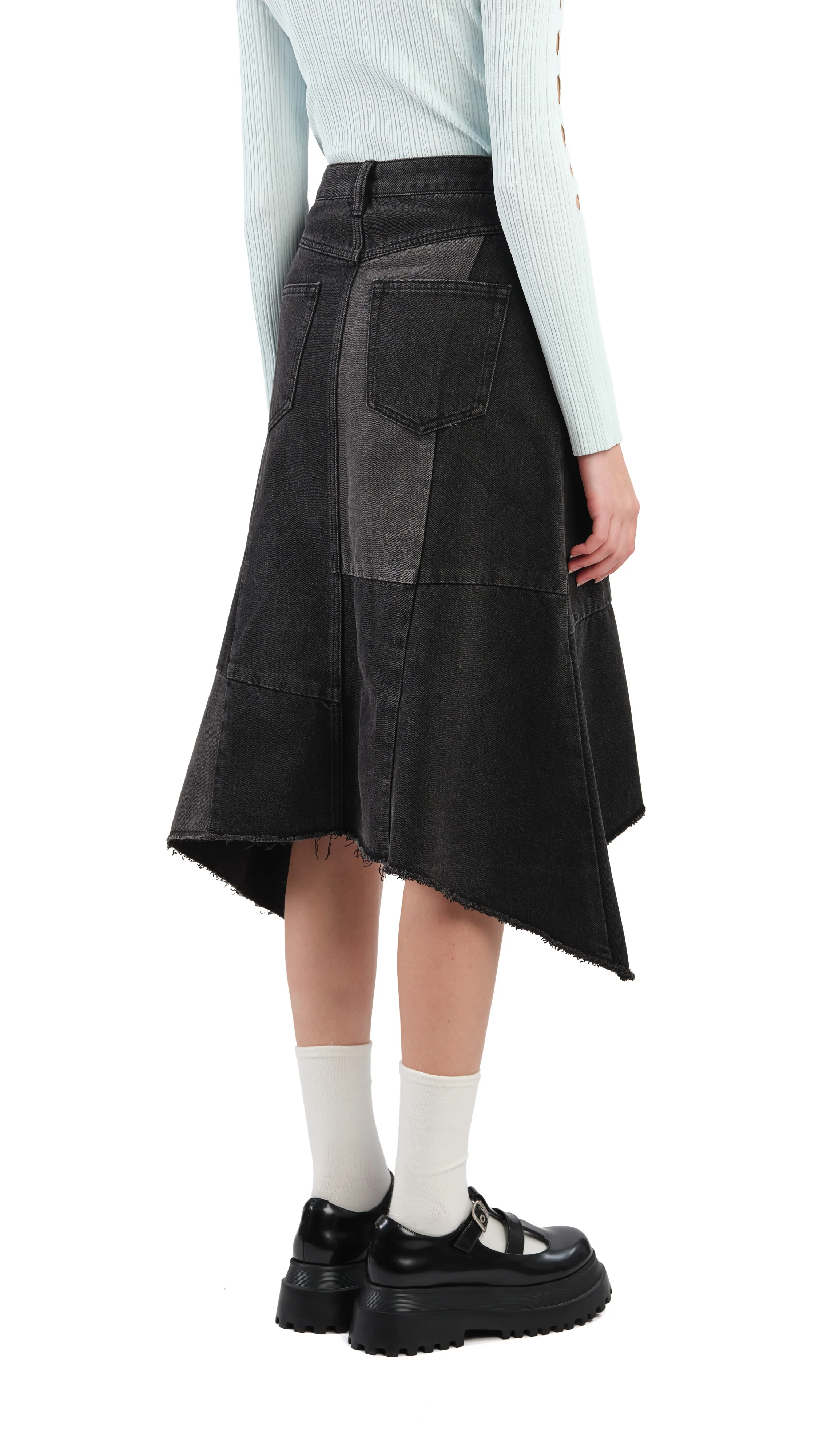 Rebuilt Denim Fishtail Skirt - Umamrii