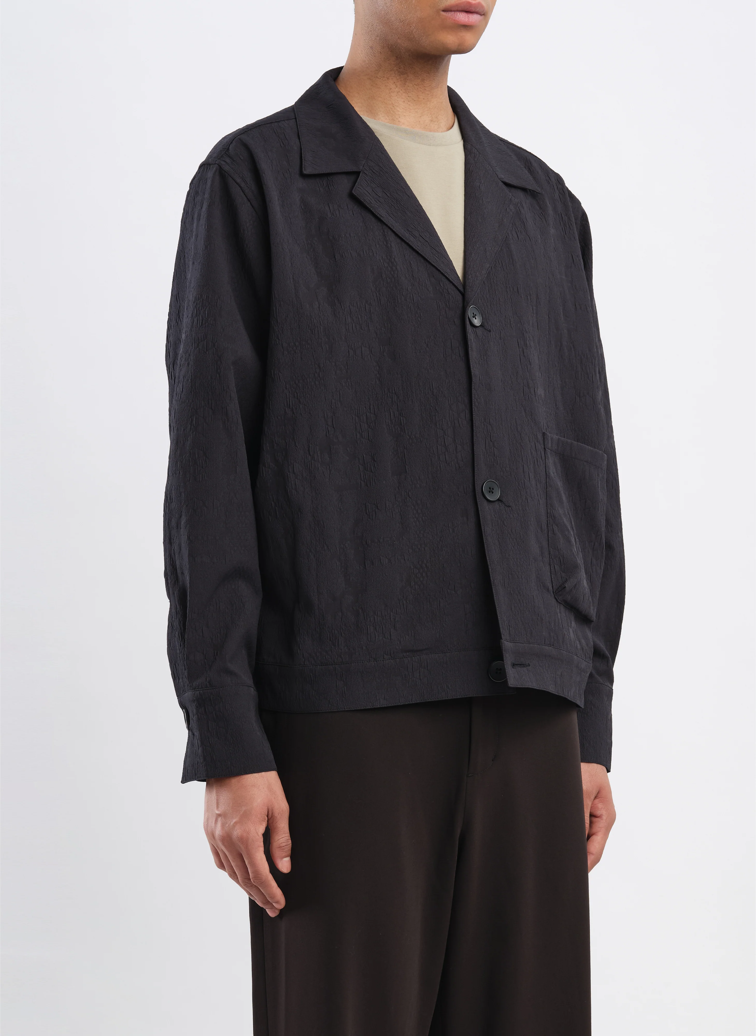 Rayon Polyester Nylon Sapndex Jacquard Soft Shirt Blouson - Umamrii