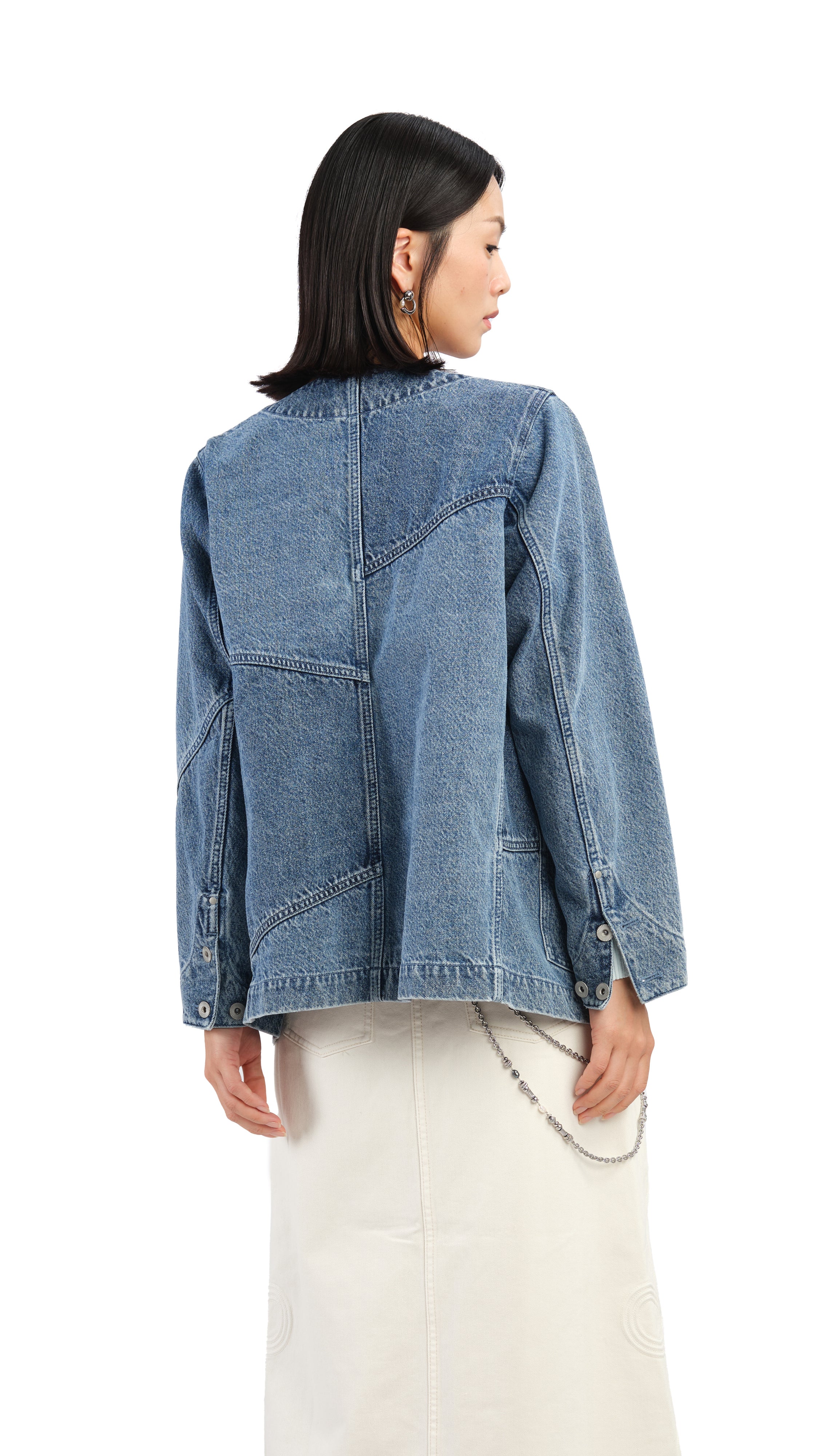 Rebuilt Collarless Denim Jacket - Umamrii