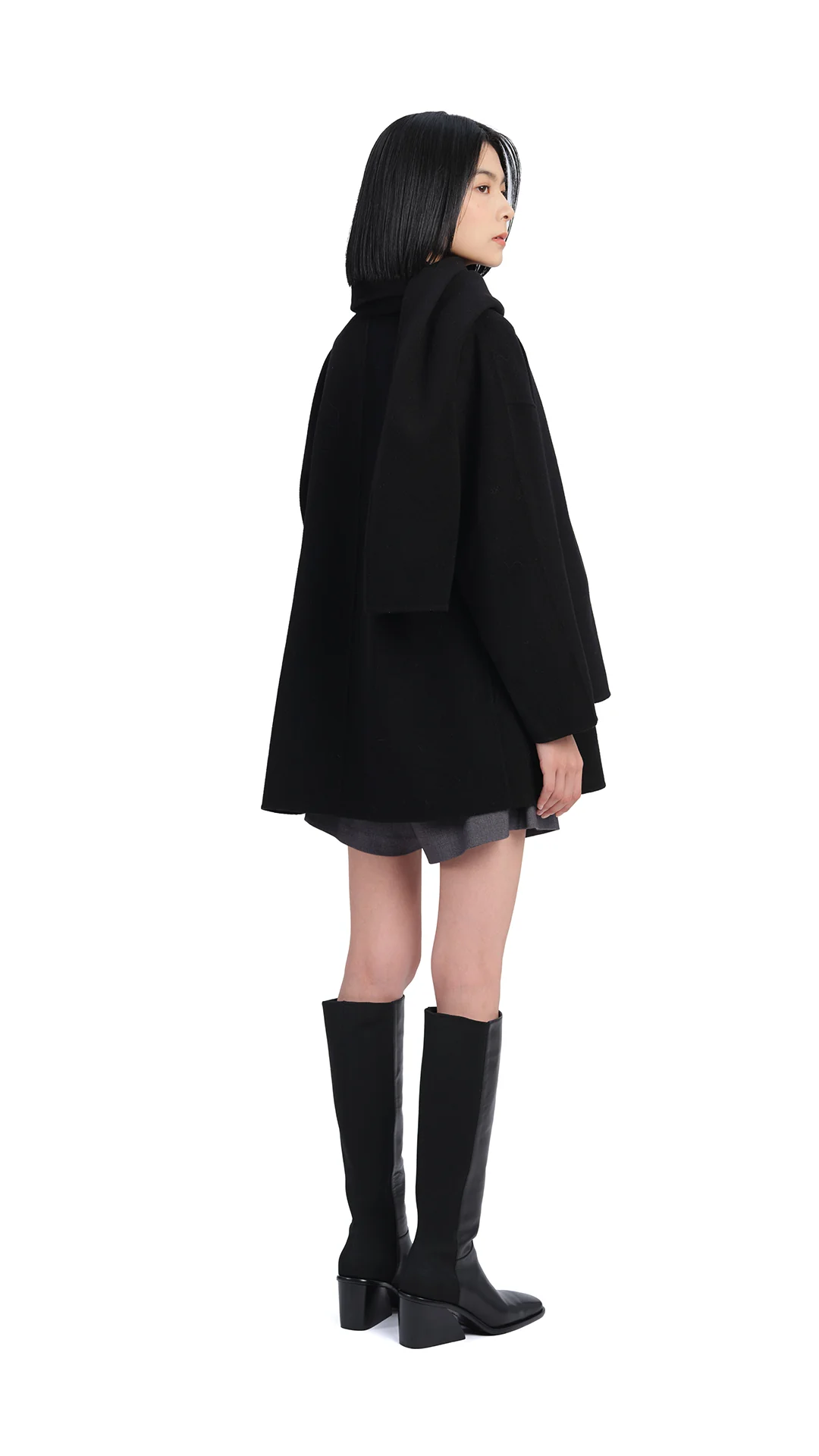 Double Face Jacket With Scarf - Umamrii