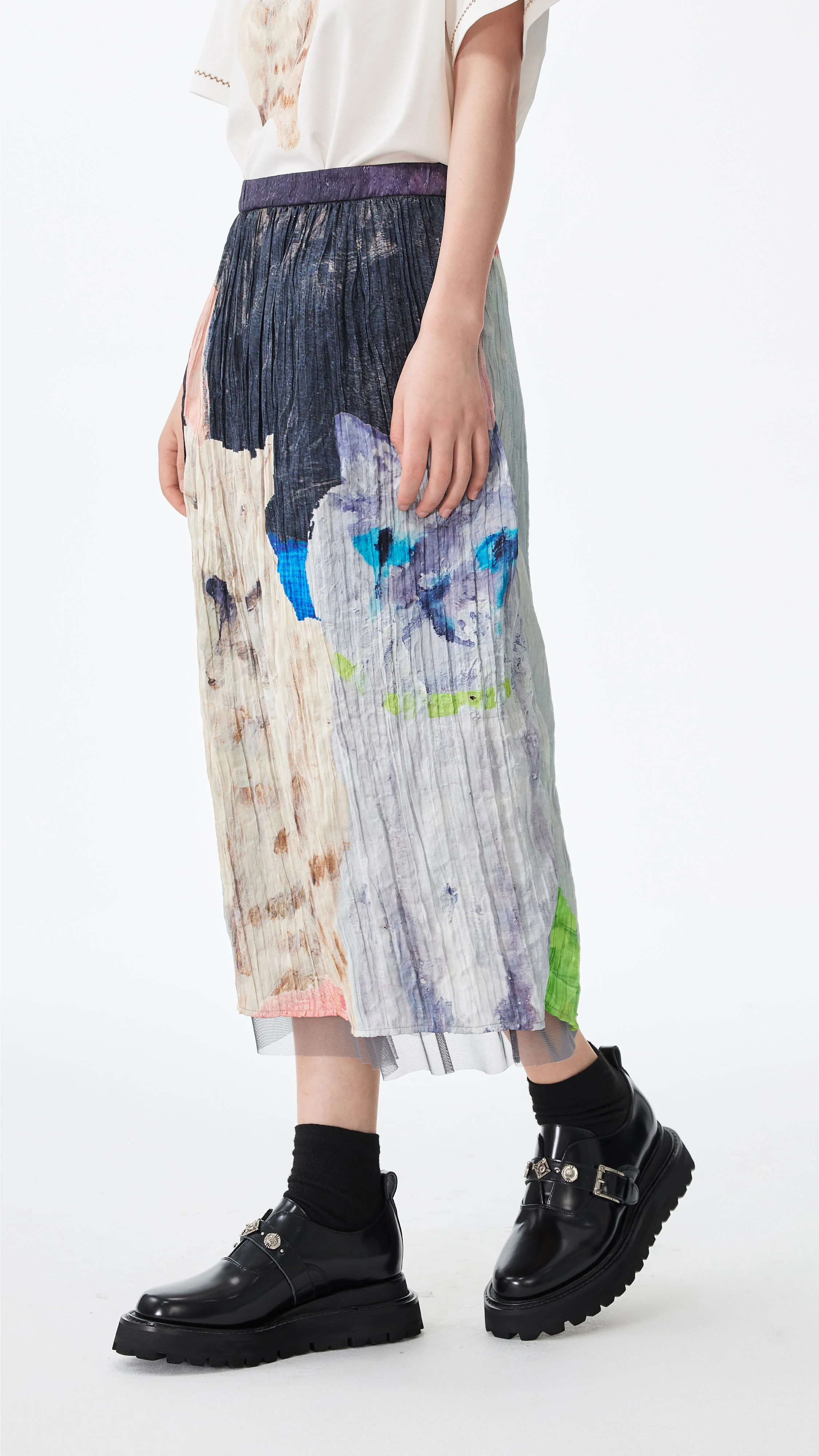 Crushed Mythical Animal Graphic Pencil Skirt - Umamrii
