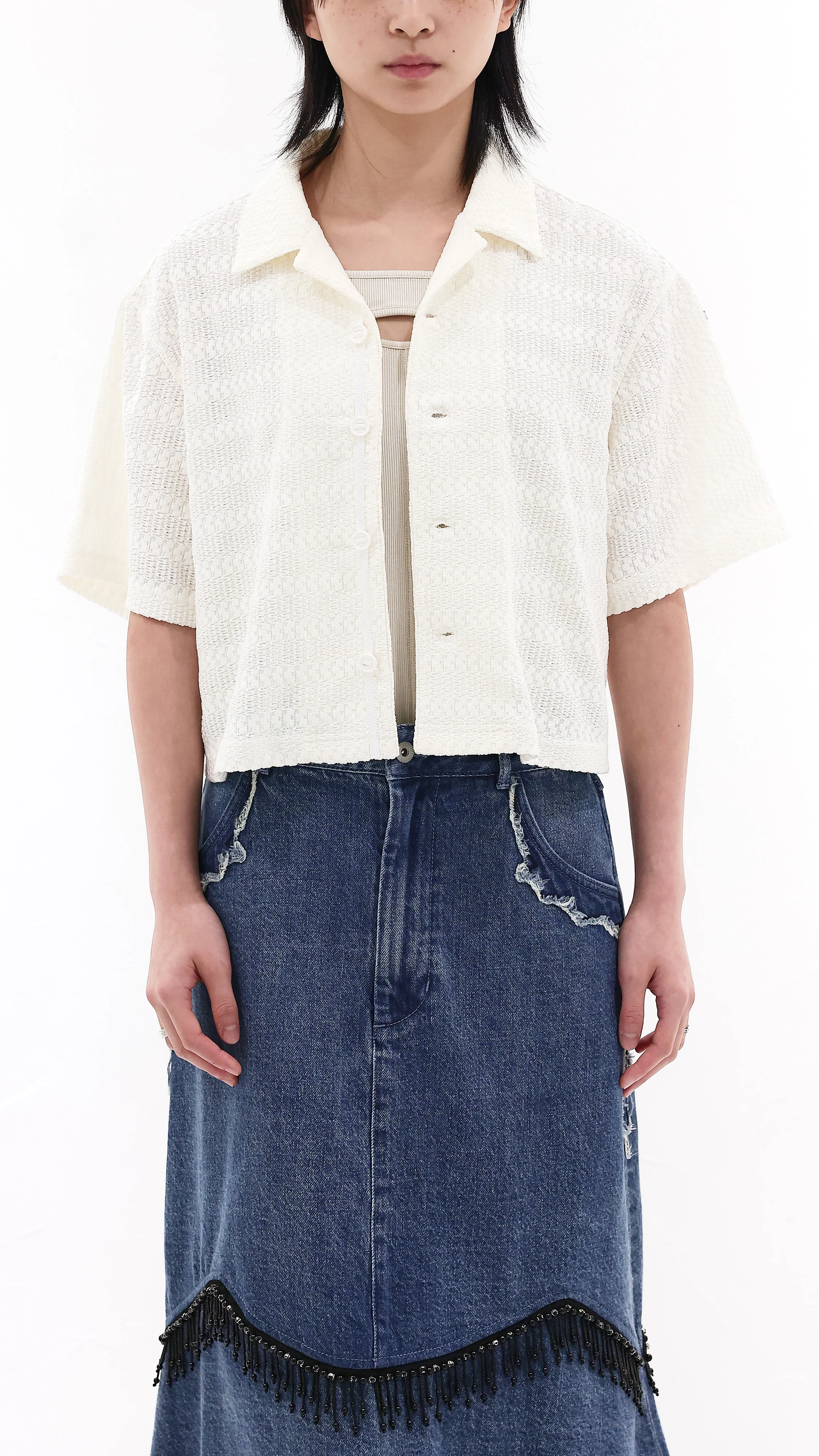 Polyester Open Collar Shirt - Umamrii