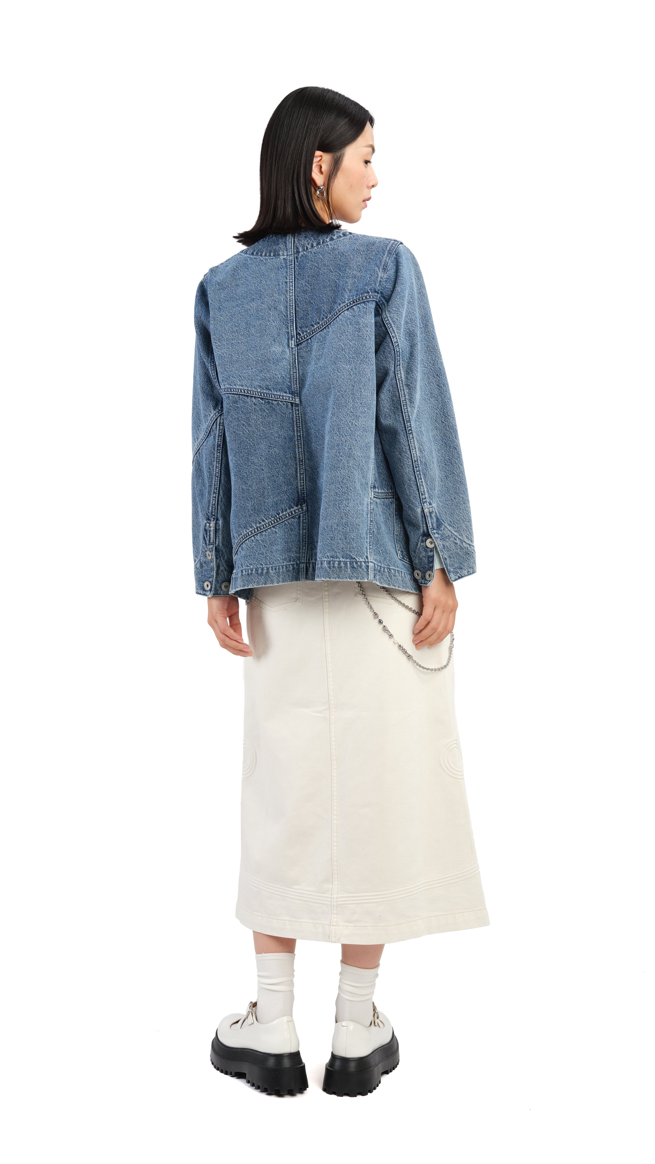 Rebuilt Collarless Denim Jacket - Umamrii