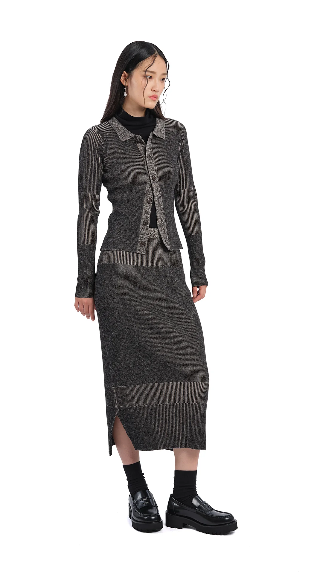 Knitted Two Tone Pencil Skirt - Umamrii