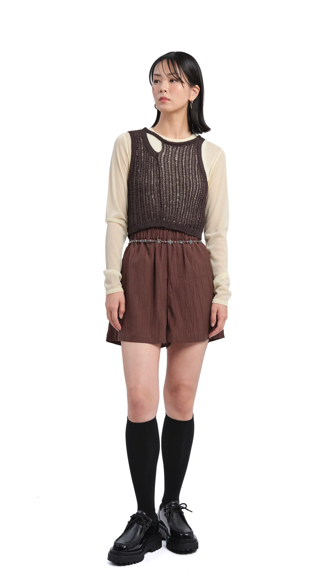 Mock-neck Sheer Top - Umamrii