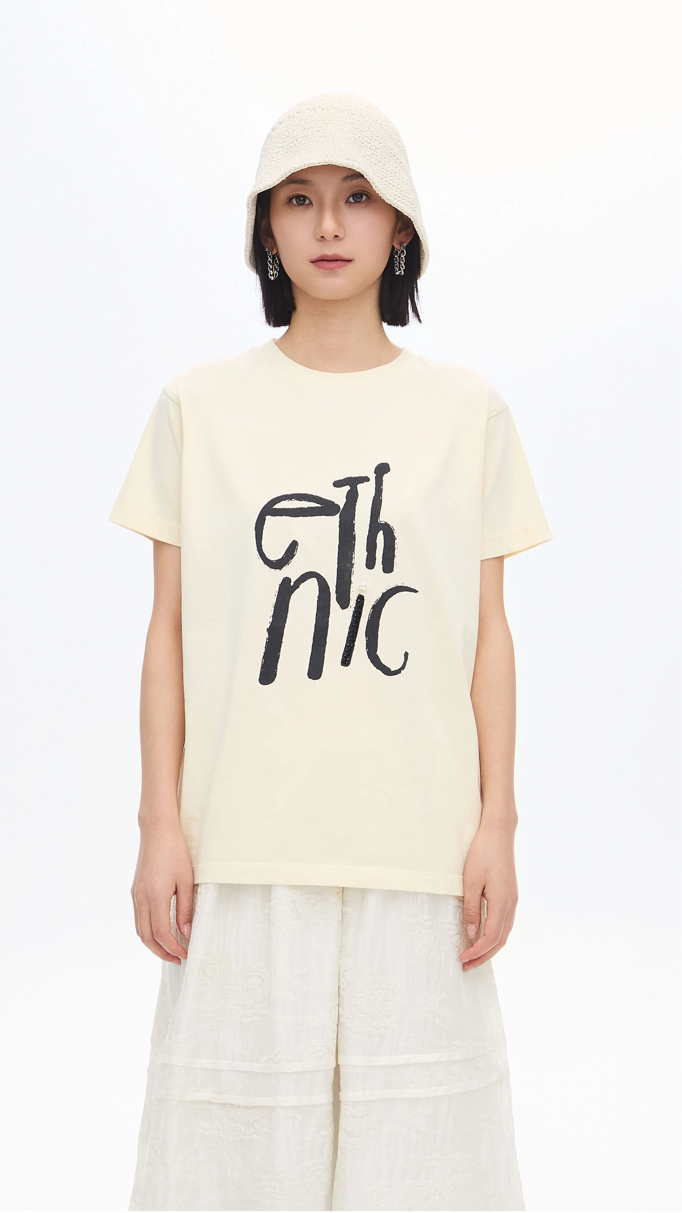Garment-washed Wording Print Tee - Umamrii