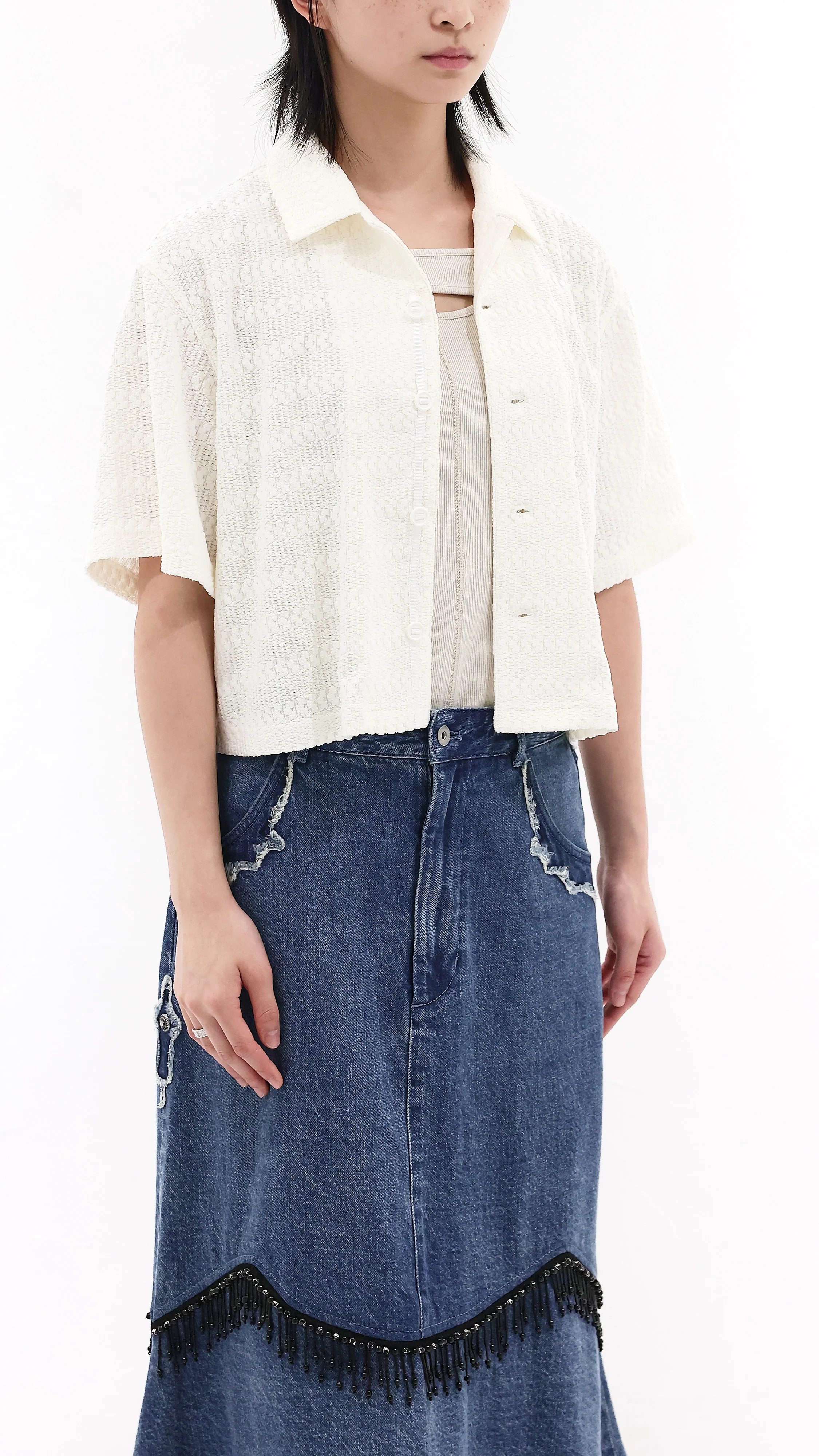 Polyester Open Collar Shirt - Umamrii